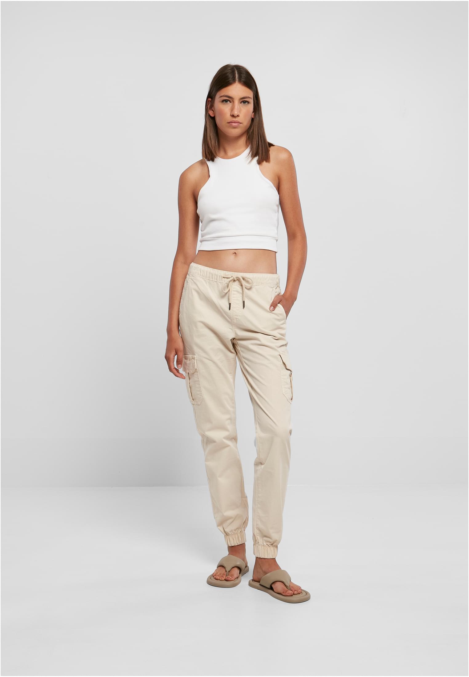 Ladies High Waist Cargo Jogging Pants | whitesand