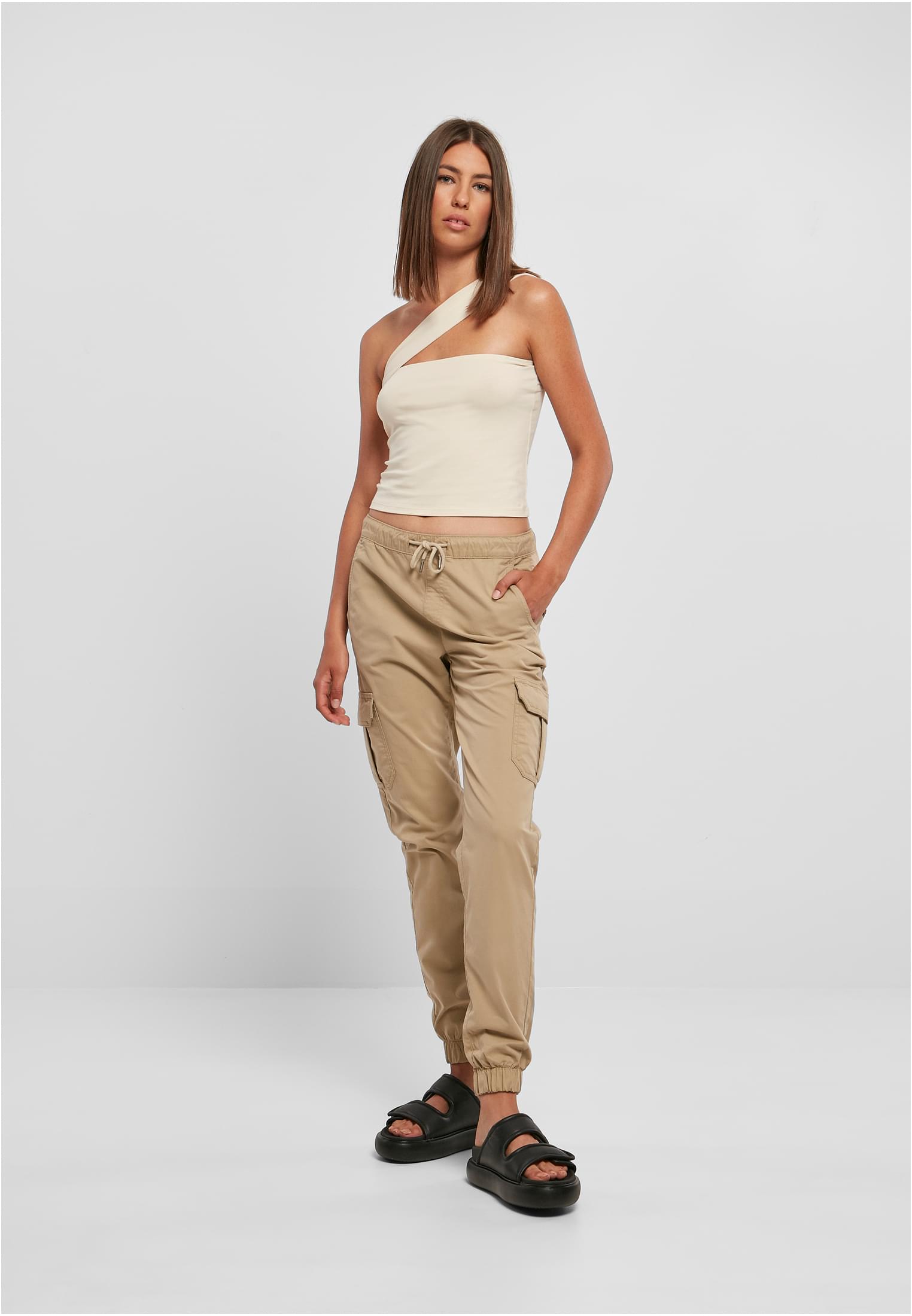 Ladies High Waist Cargo Jogging Pants | unionbeige