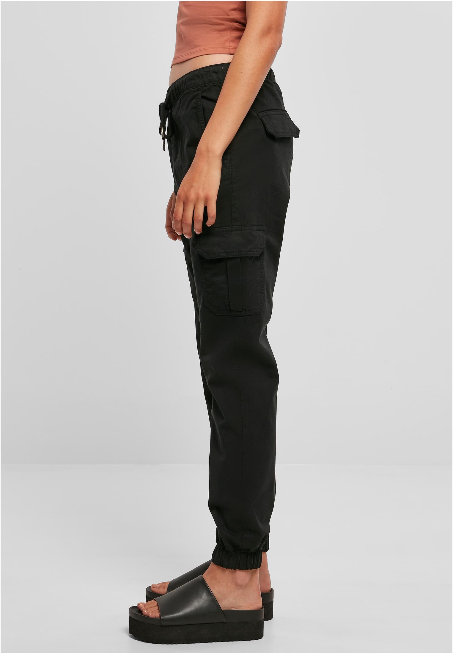 Ladies High Waist Cargo Jogging Pants | black