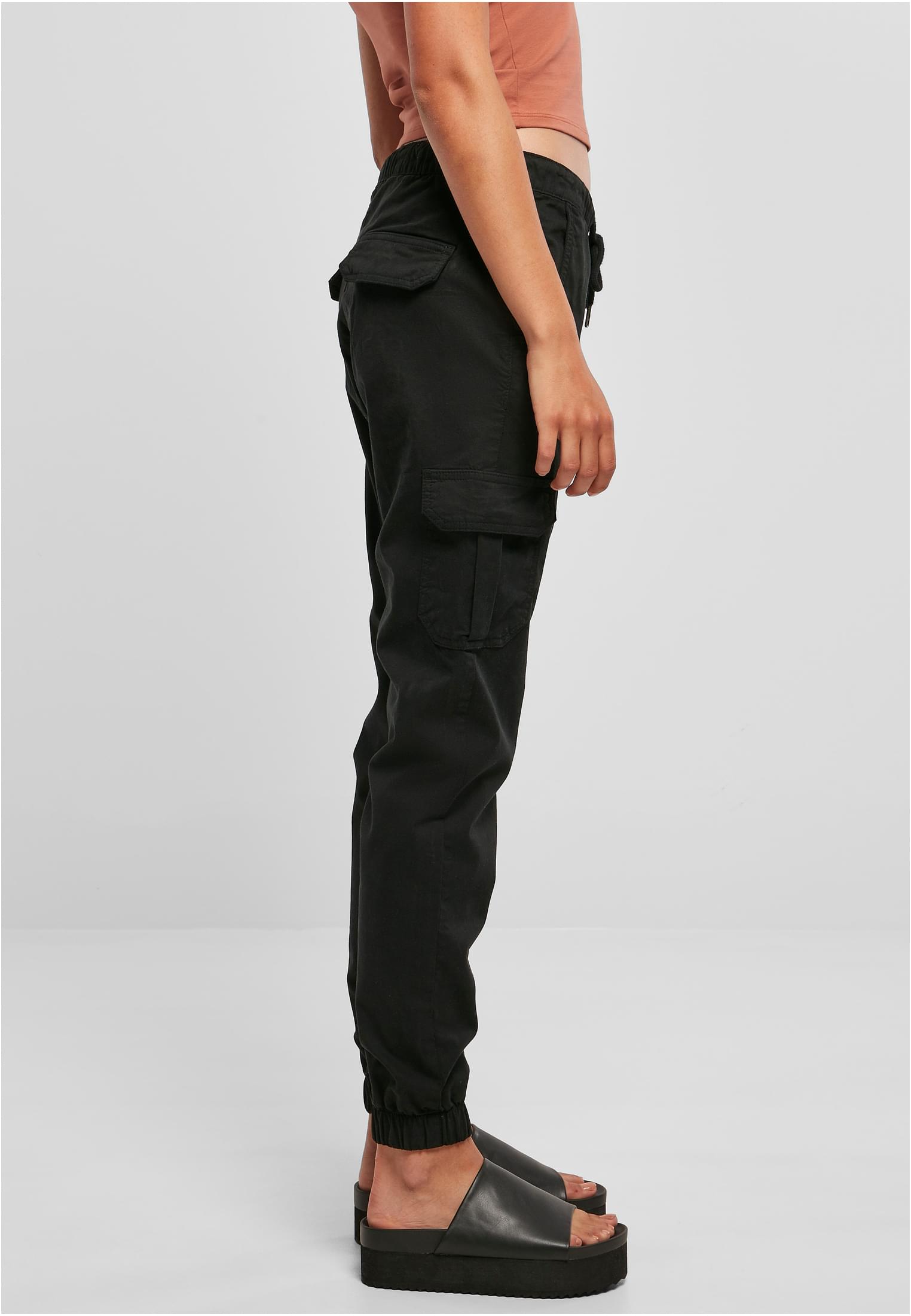 Ladies High Waist Cargo Jogging Pants | black