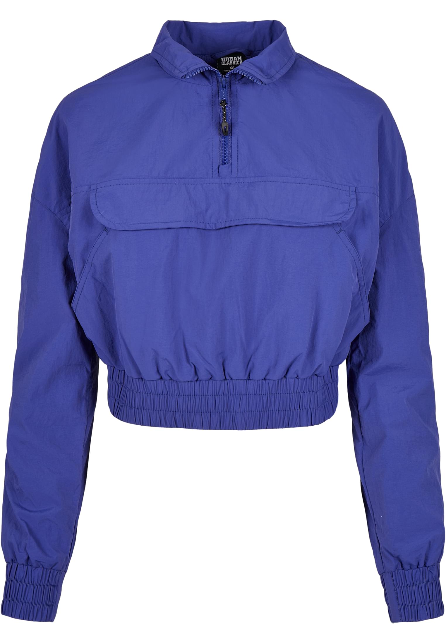 Ladies Cropped Crinkle Nylon Pull Over Jacket | bluepurple