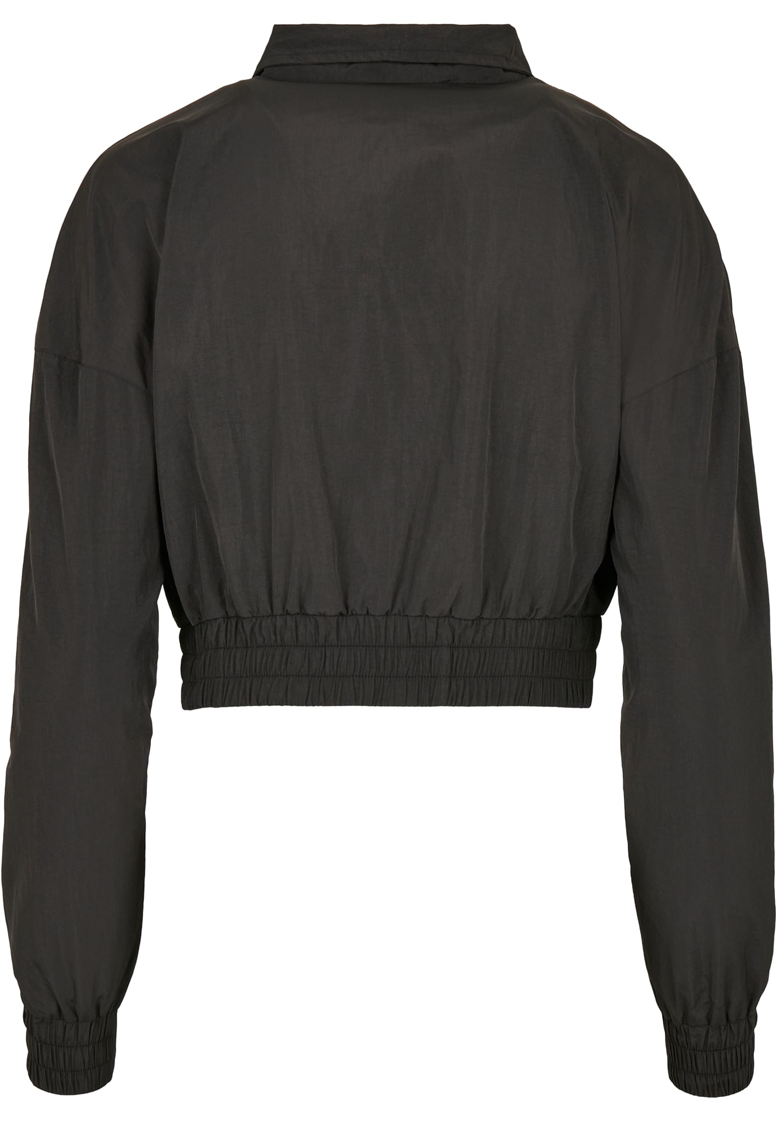 Ladies Cropped Crinkle Nylon Pull Over Jacket | black