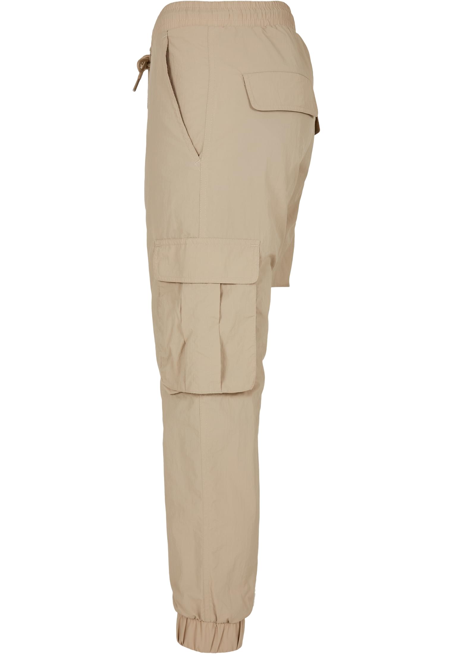 Ladies High Waist Crinkle Nylon Cargo Pants | concrete