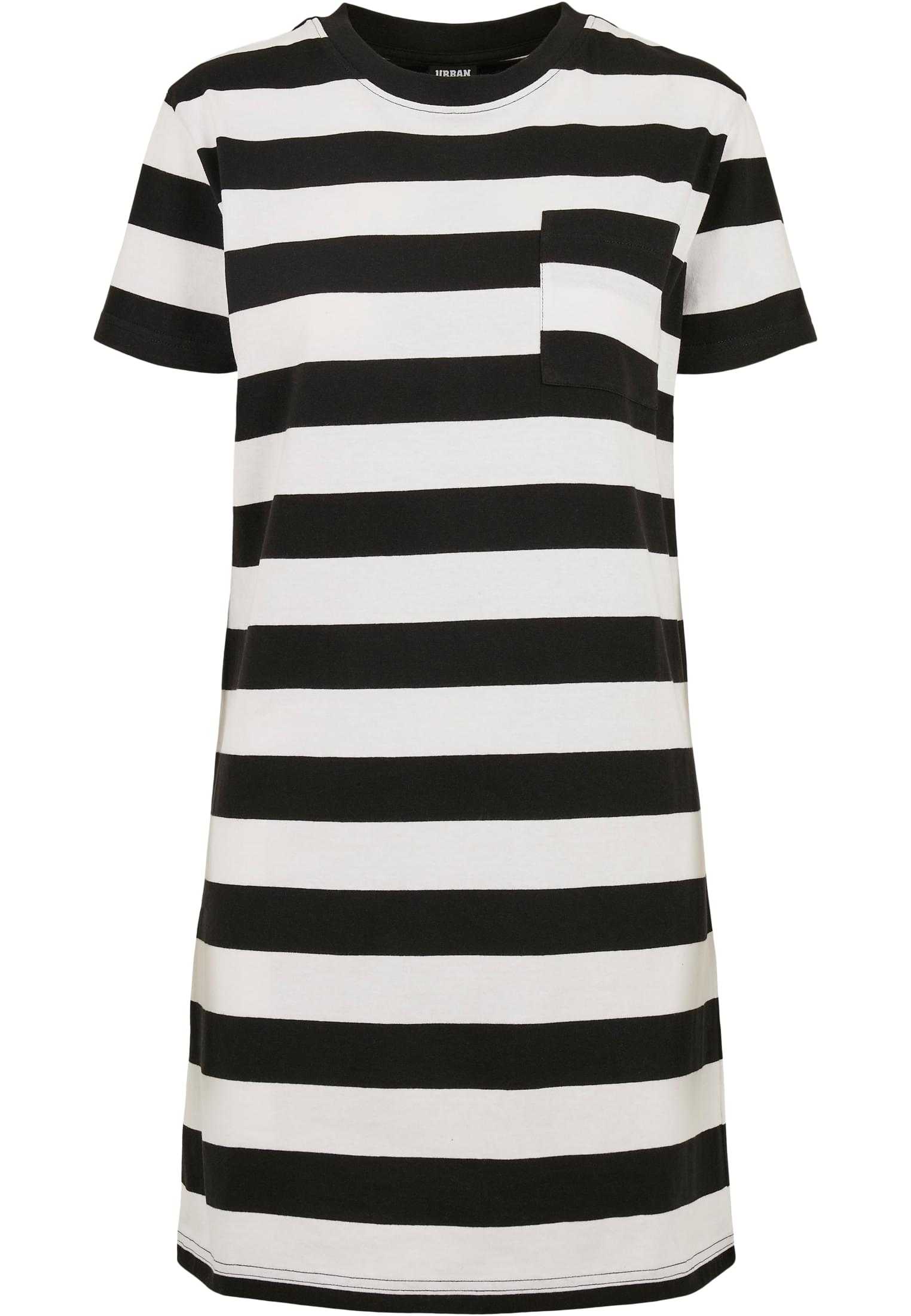 Ladies Stripe Boxy Tee Dress | black/white