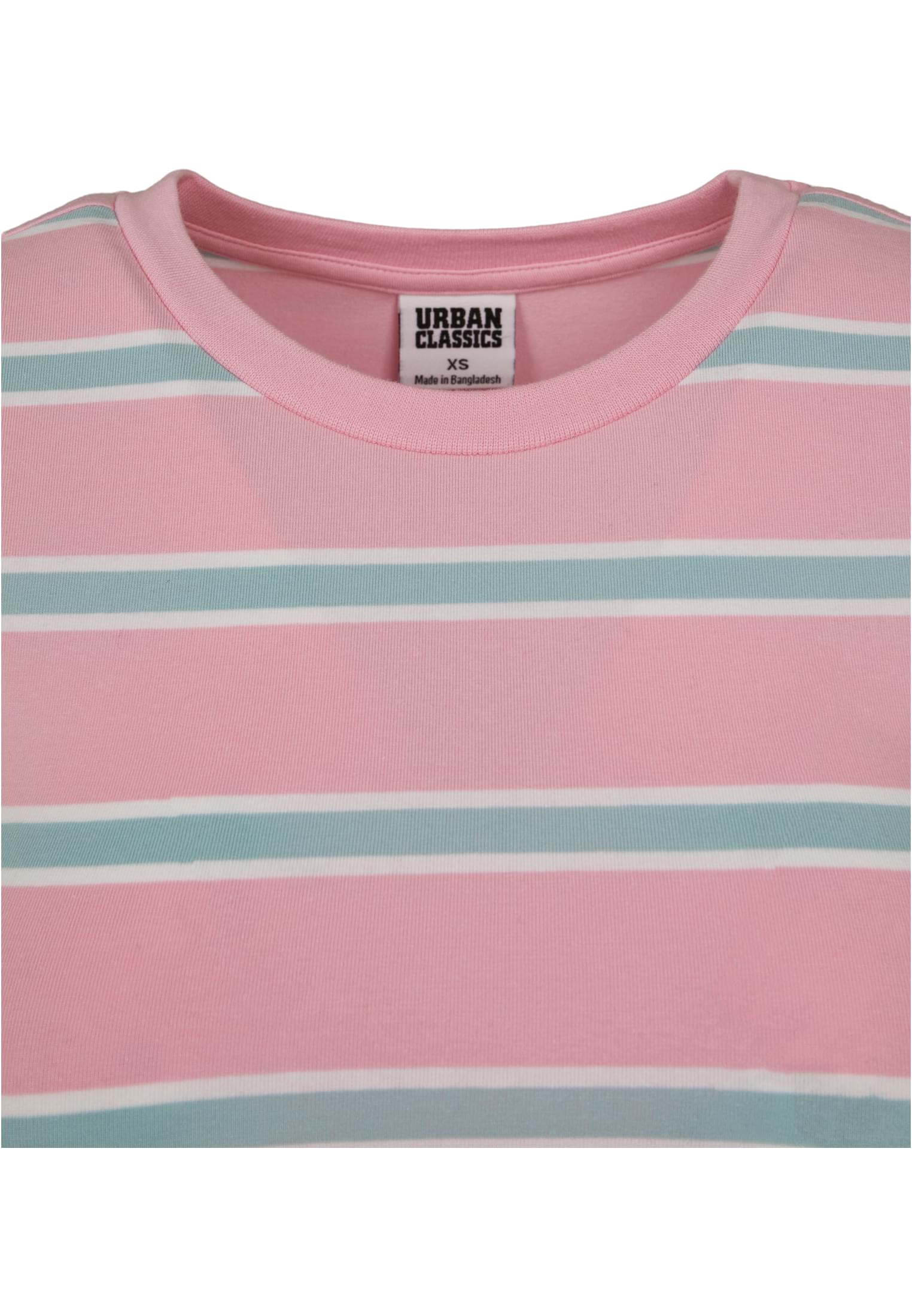 Ladies Stripe Cropped Tee | girlypink/oceanblue