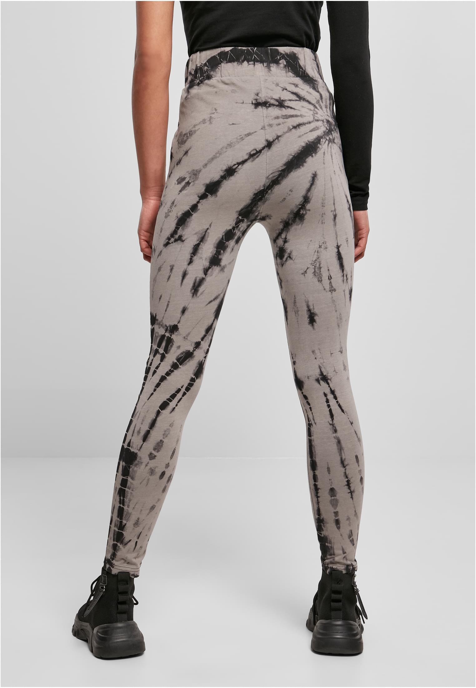 Ladies Cotton Tie Dye High Waist Leggings | black/asphalt