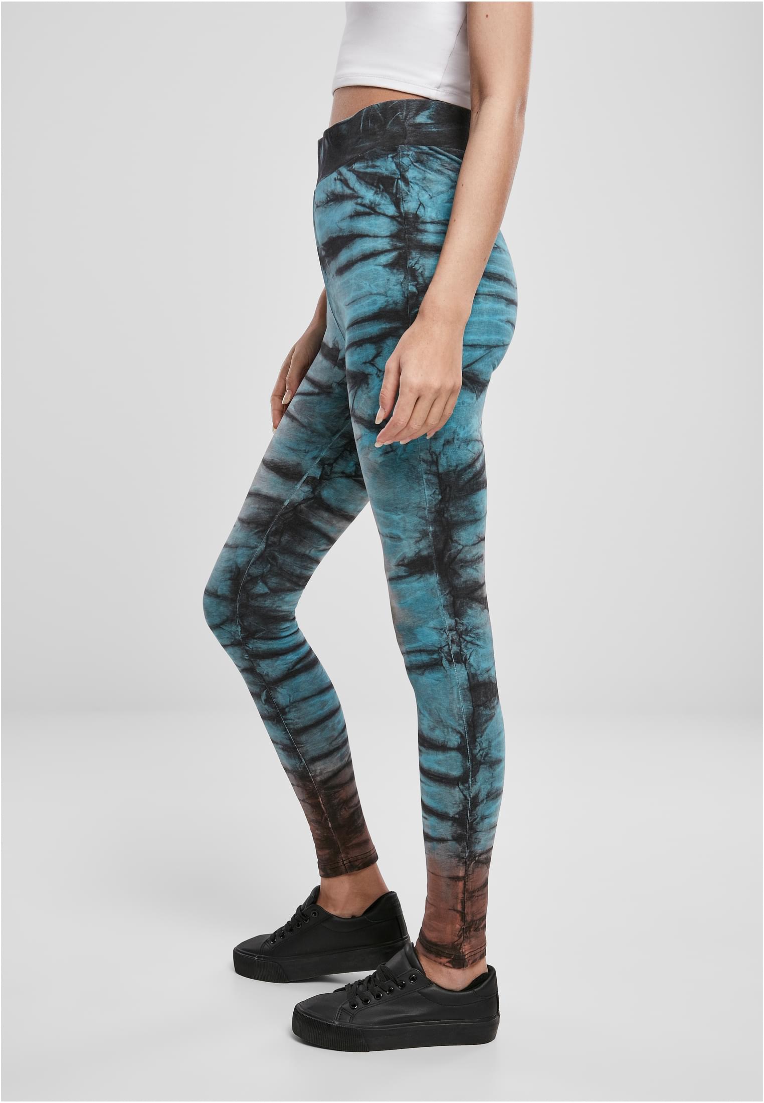 Ladies Cotton Tie Dye High Waist Leggings | black