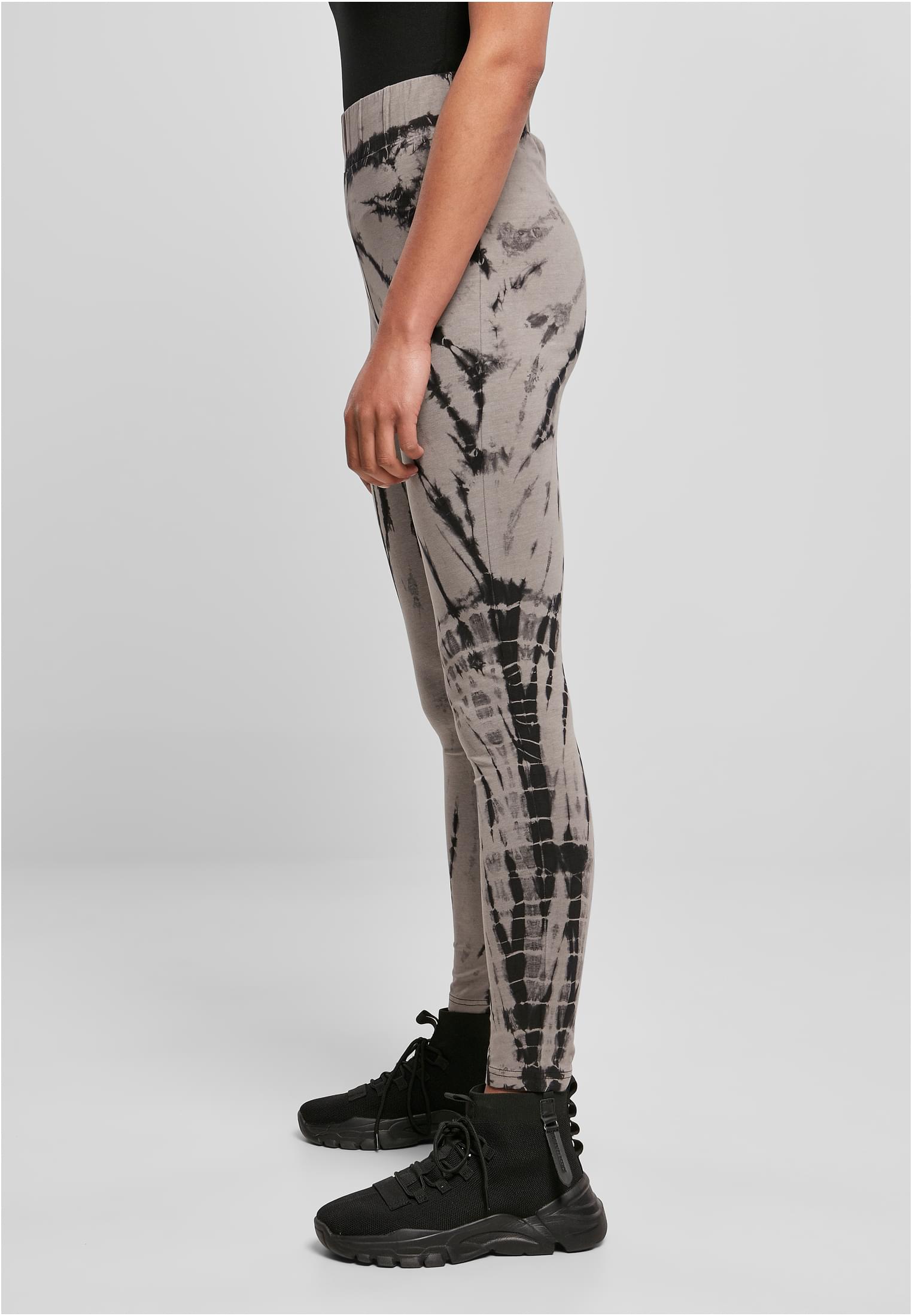 Ladies Cotton Tie Dye High Waist Leggings | black/asphalt