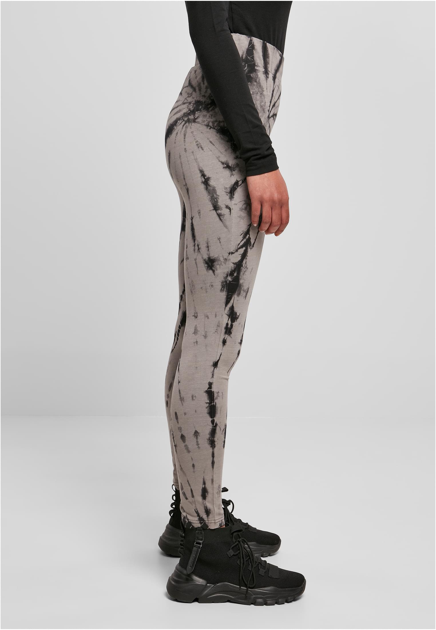 Ladies Cotton Tie Dye High Waist Leggings | black/asphalt