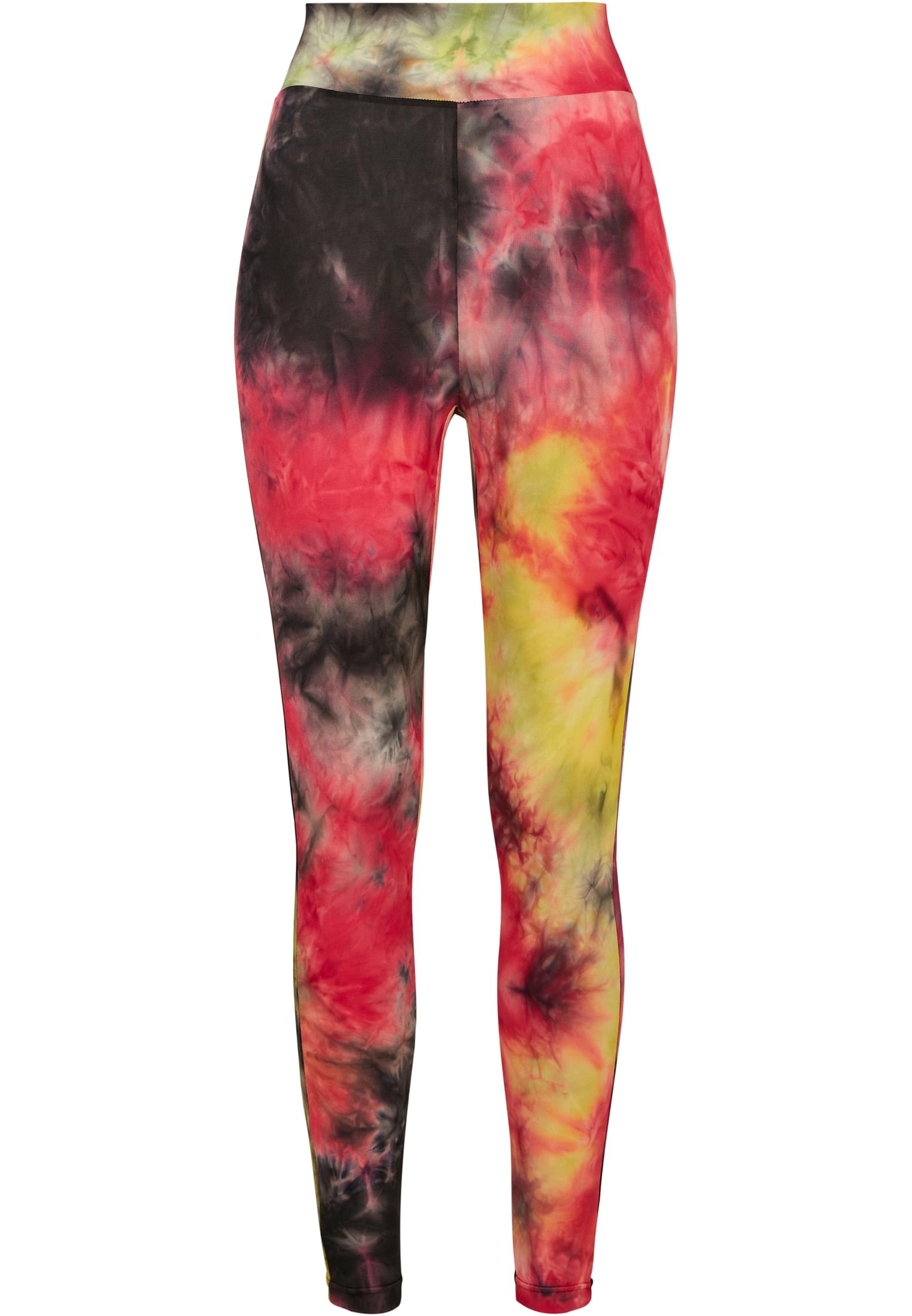 Ladies Tie Dye High Waist Leggings | darkpink/black