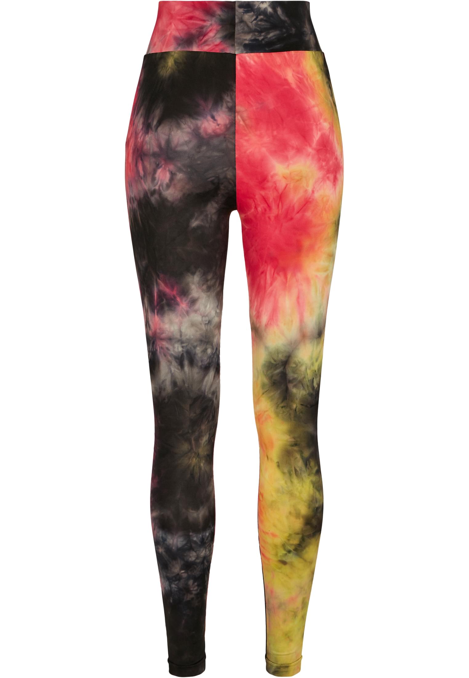 Ladies Tie Dye High Waist Leggings | darkpink/black