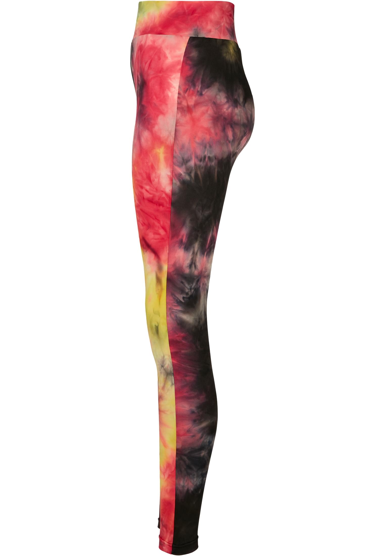 Ladies Tie Dye High Waist Leggings | darkpink/black