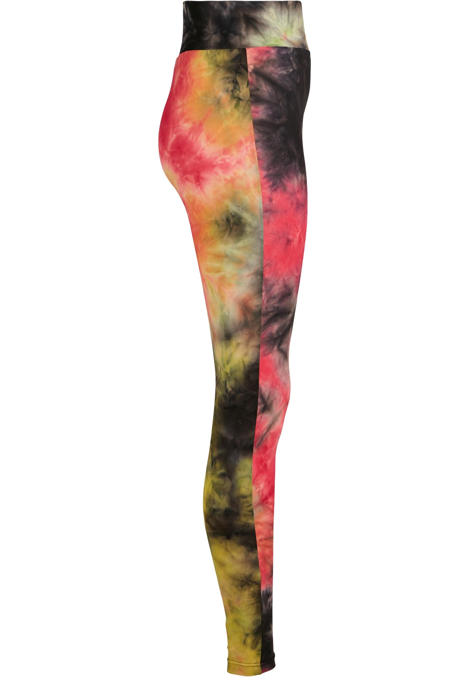 Ladies Tie Dye High Waist Leggings | darkpink/black