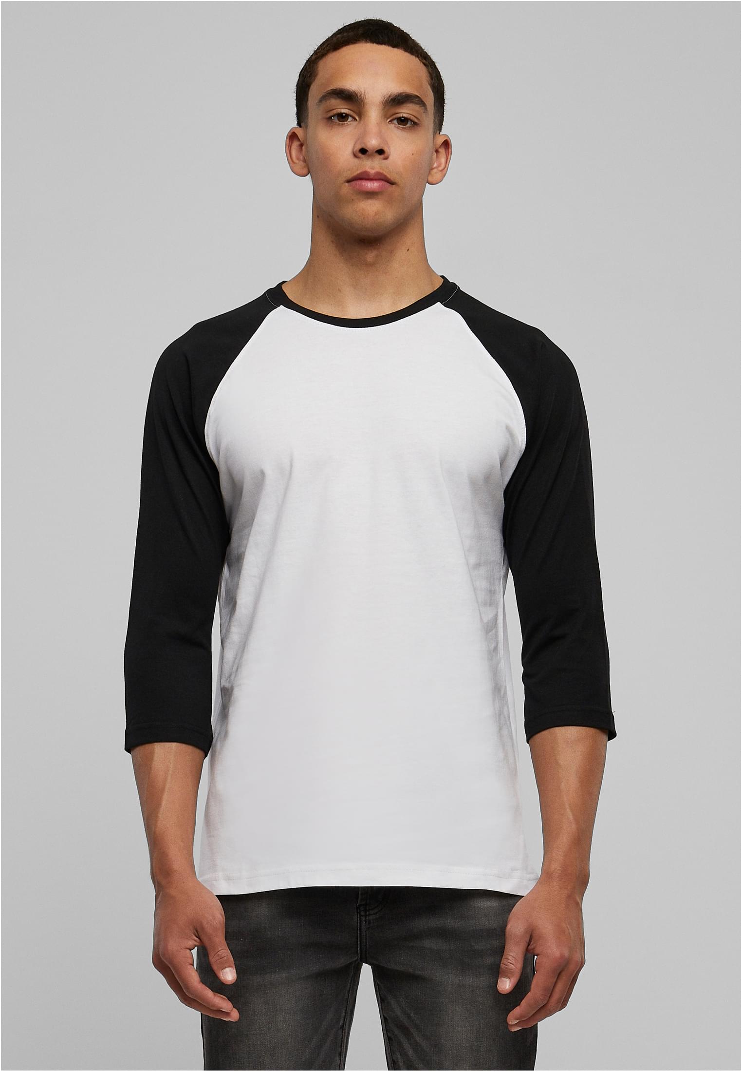 Contrast 3/4 Sleeve Raglan Tee | wht/blk