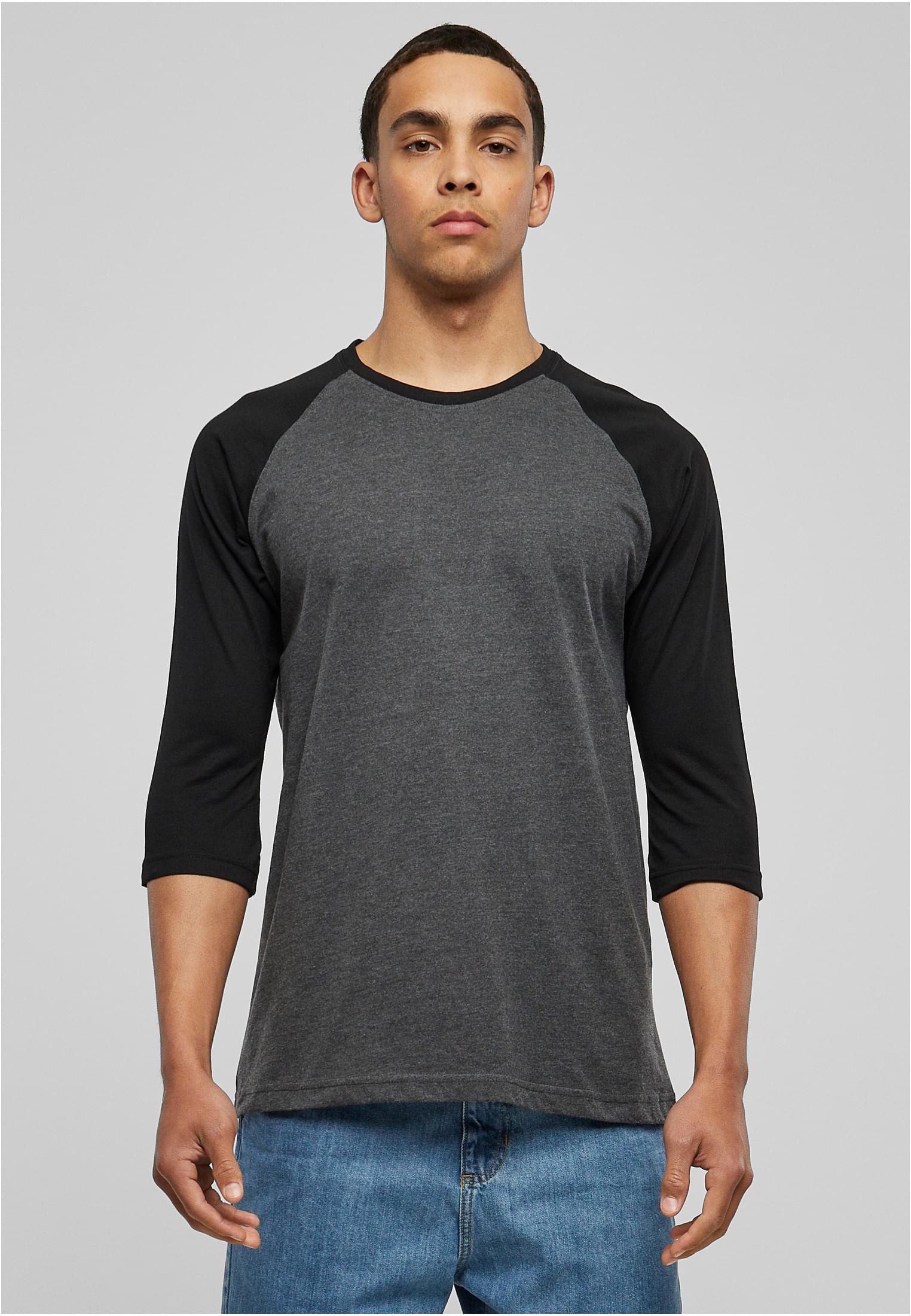 Contrast 3/4 Sleeve Raglan Tee | cha/blk