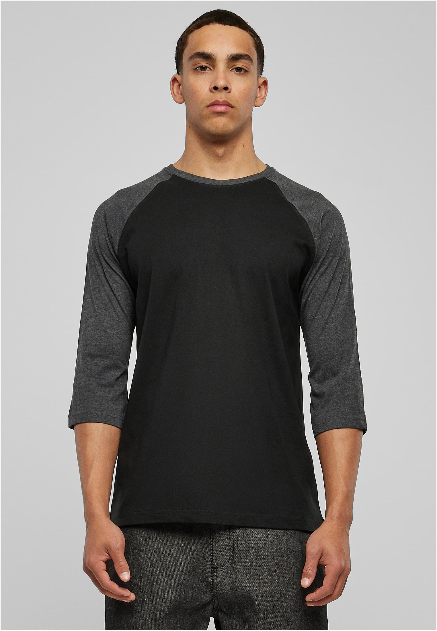 Contrast 3/4 Sleeve Raglan Tee | blk/cha