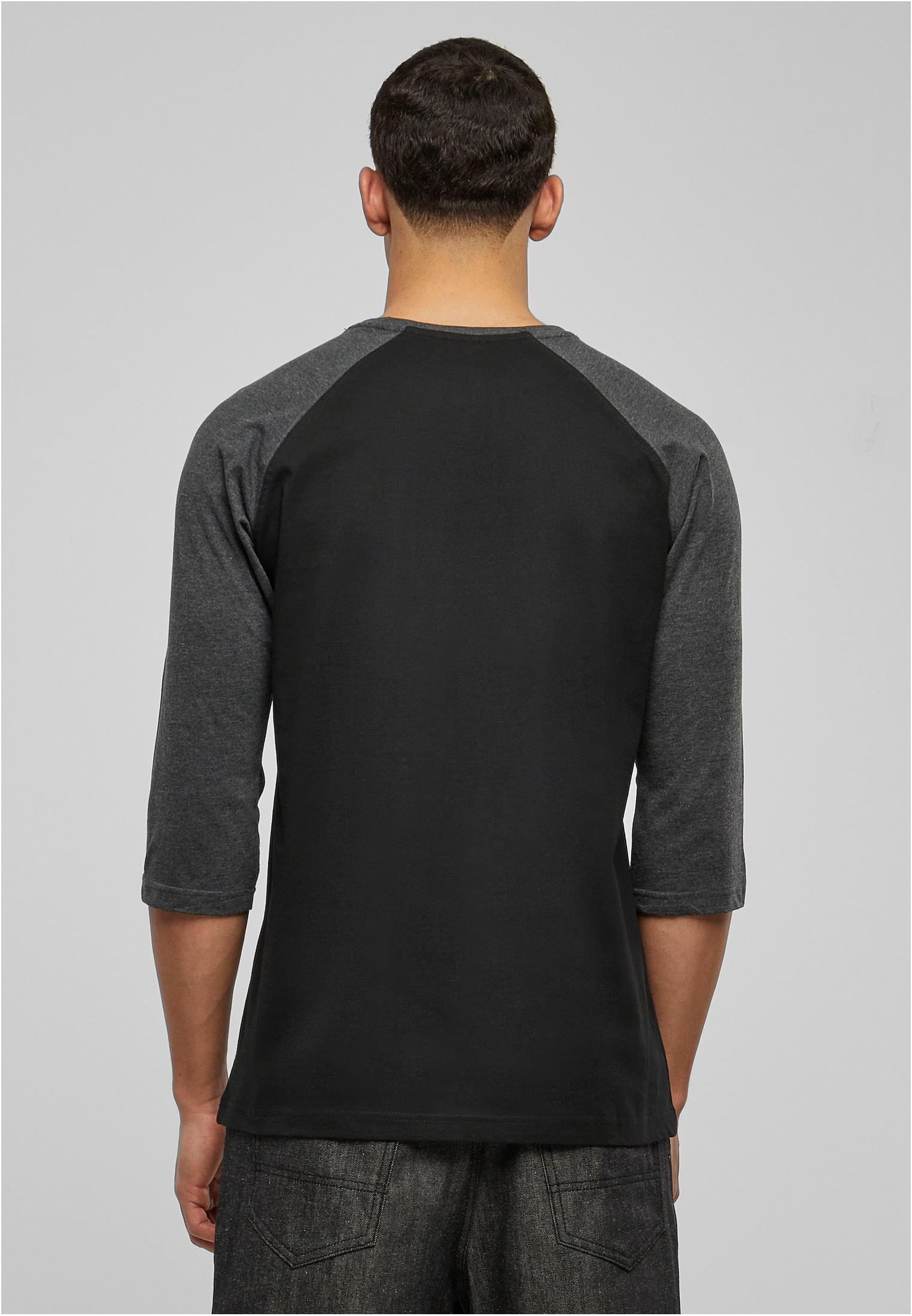 Contrast 3/4 Sleeve Raglan Tee | blk/cha