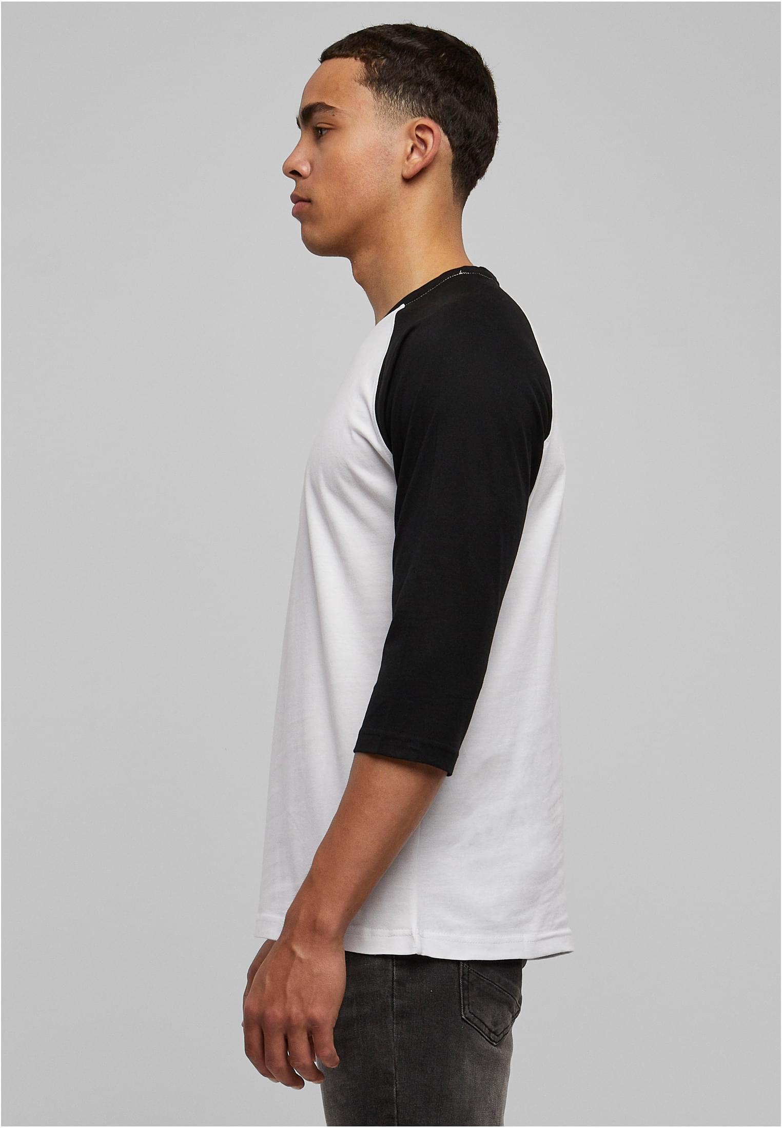 Contrast 3/4 Sleeve Raglan Tee | wht/blk