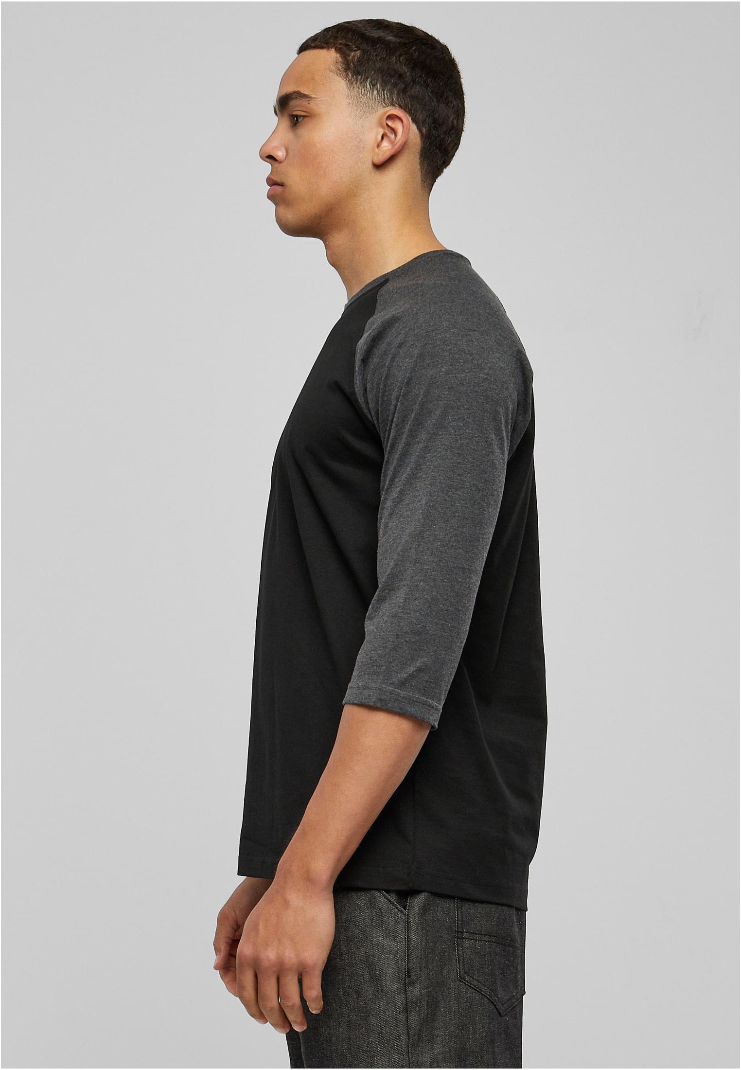 Contrast 3/4 Sleeve Raglan Tee | blk/cha