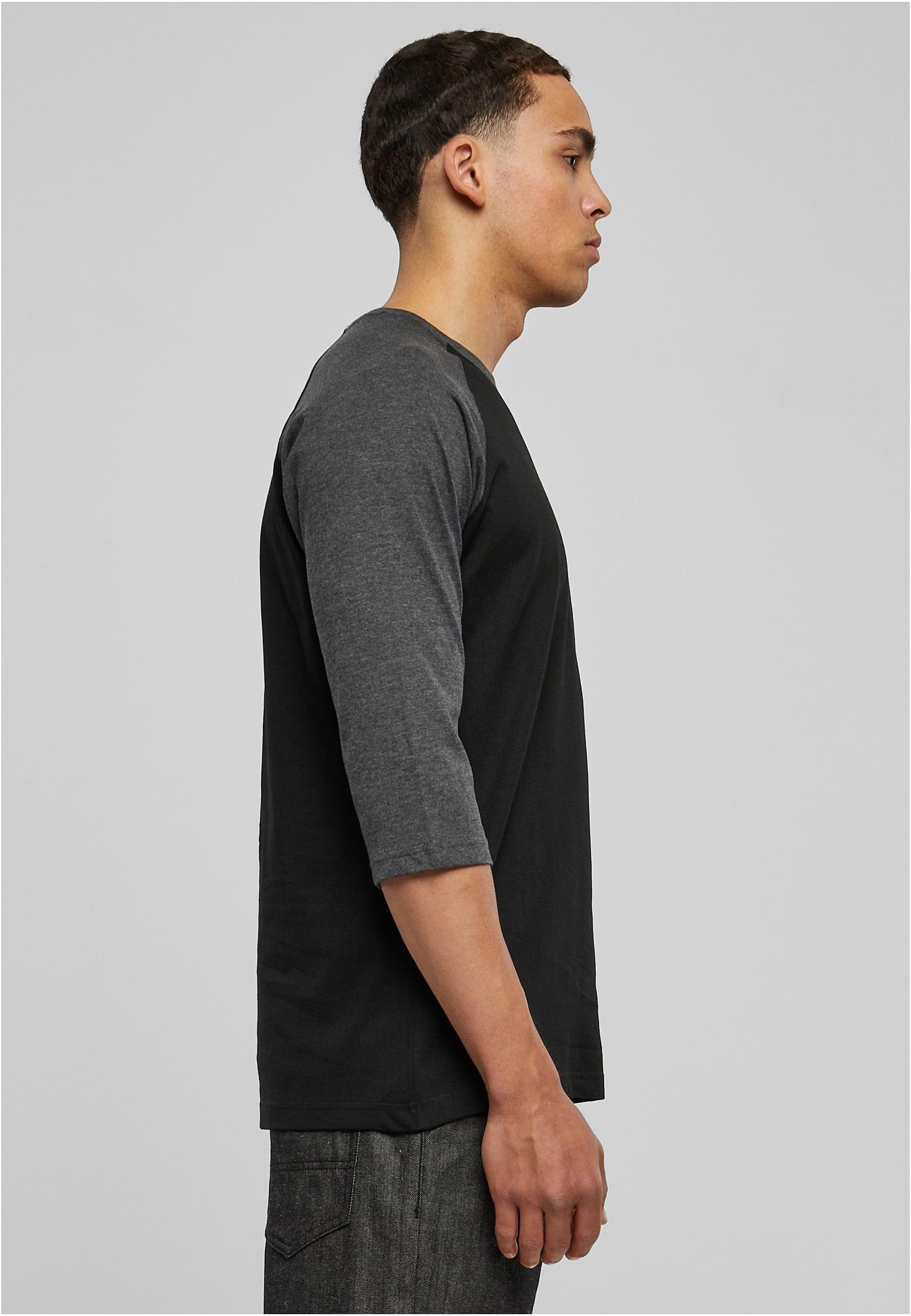 Contrast 3/4 Sleeve Raglan Tee | blk/cha