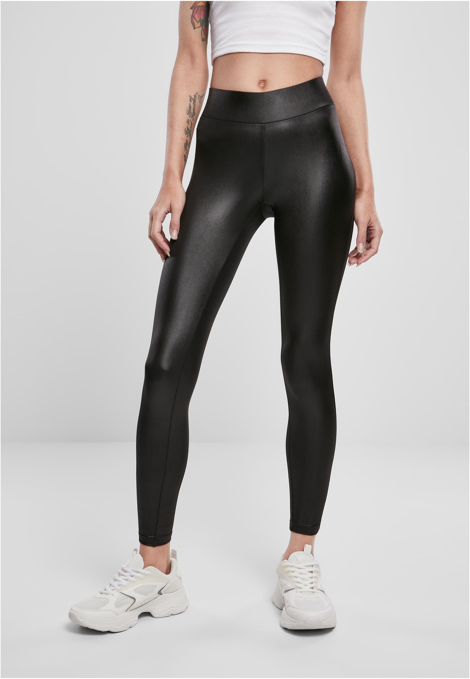 Ladies Synthetic Leather Leggings 2-Pack | black+black