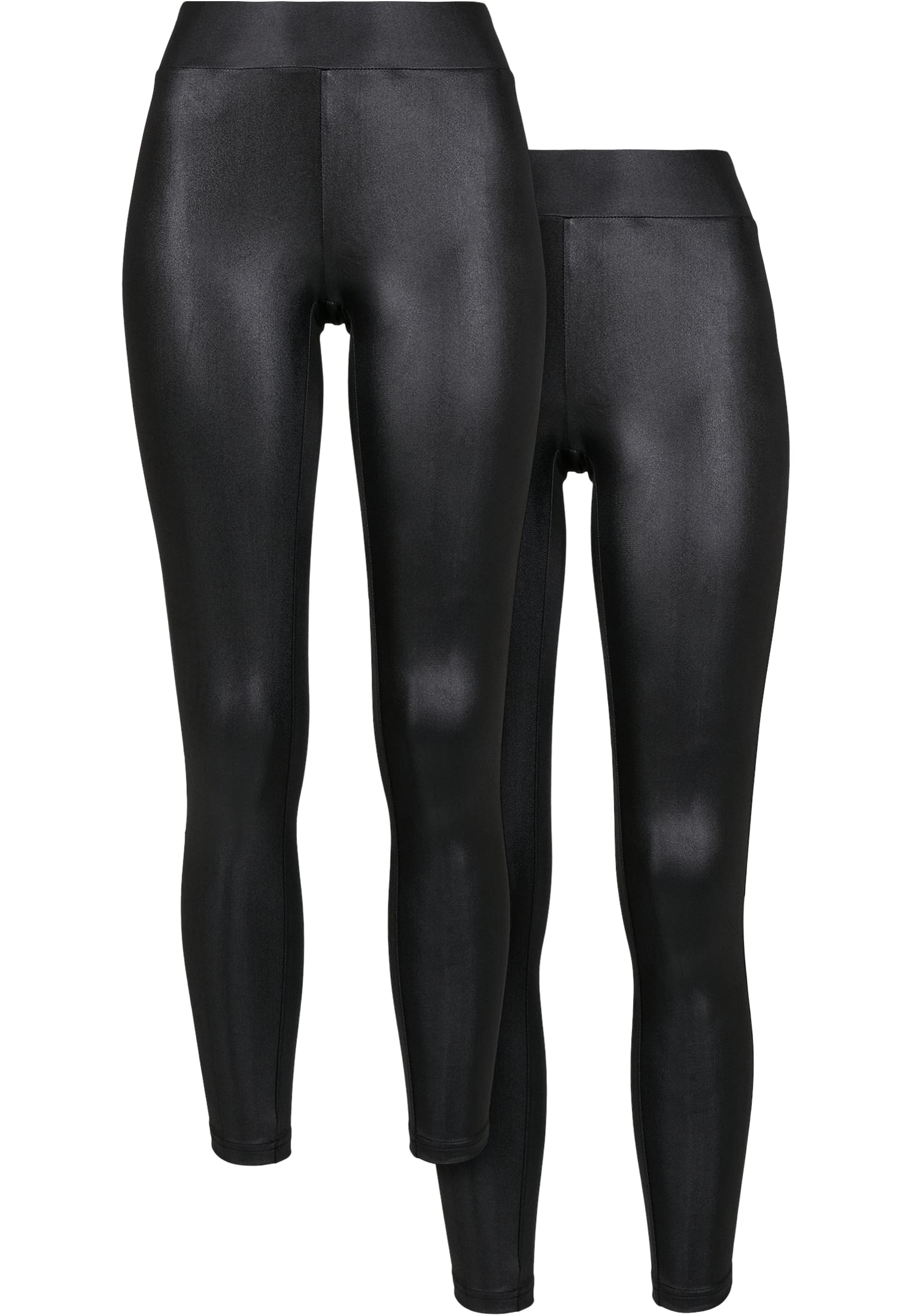 Ladies Synthetic Leather Leggings 2-Pack | black+black