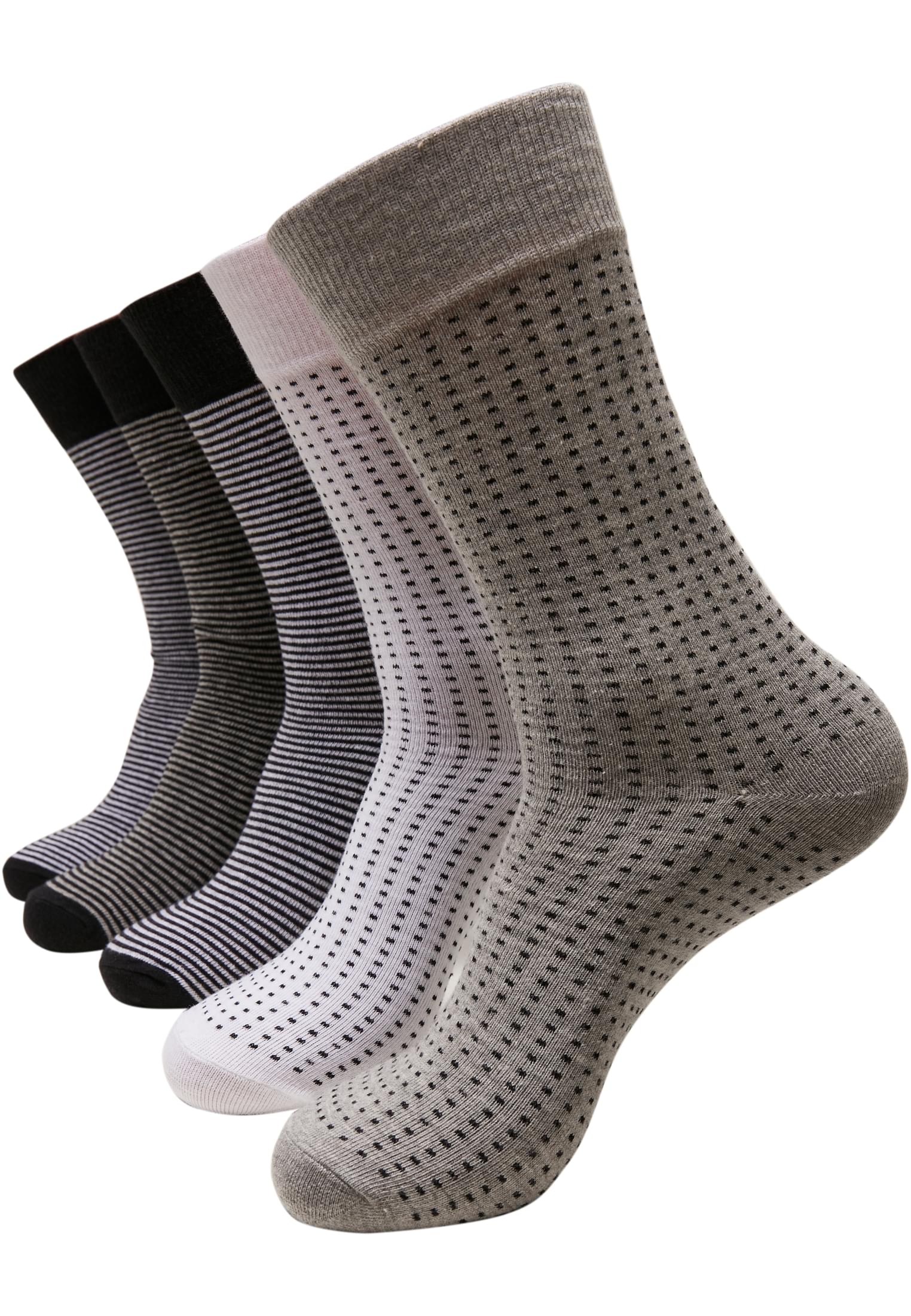 Stripes and Dots Socks 5-Pack | blk/h.grey/wht