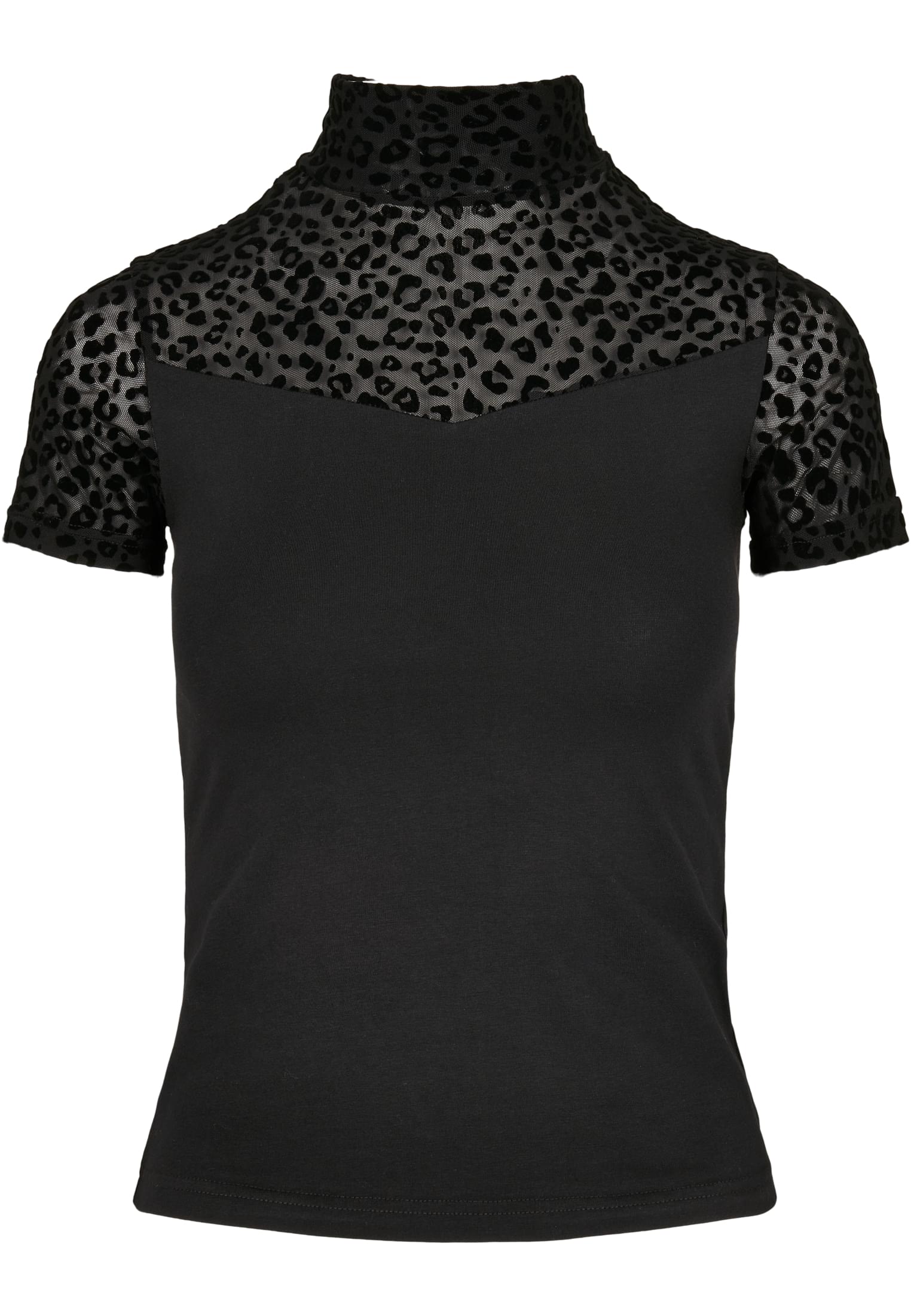 Ladies Flock Lace Turtleneck Tee | black