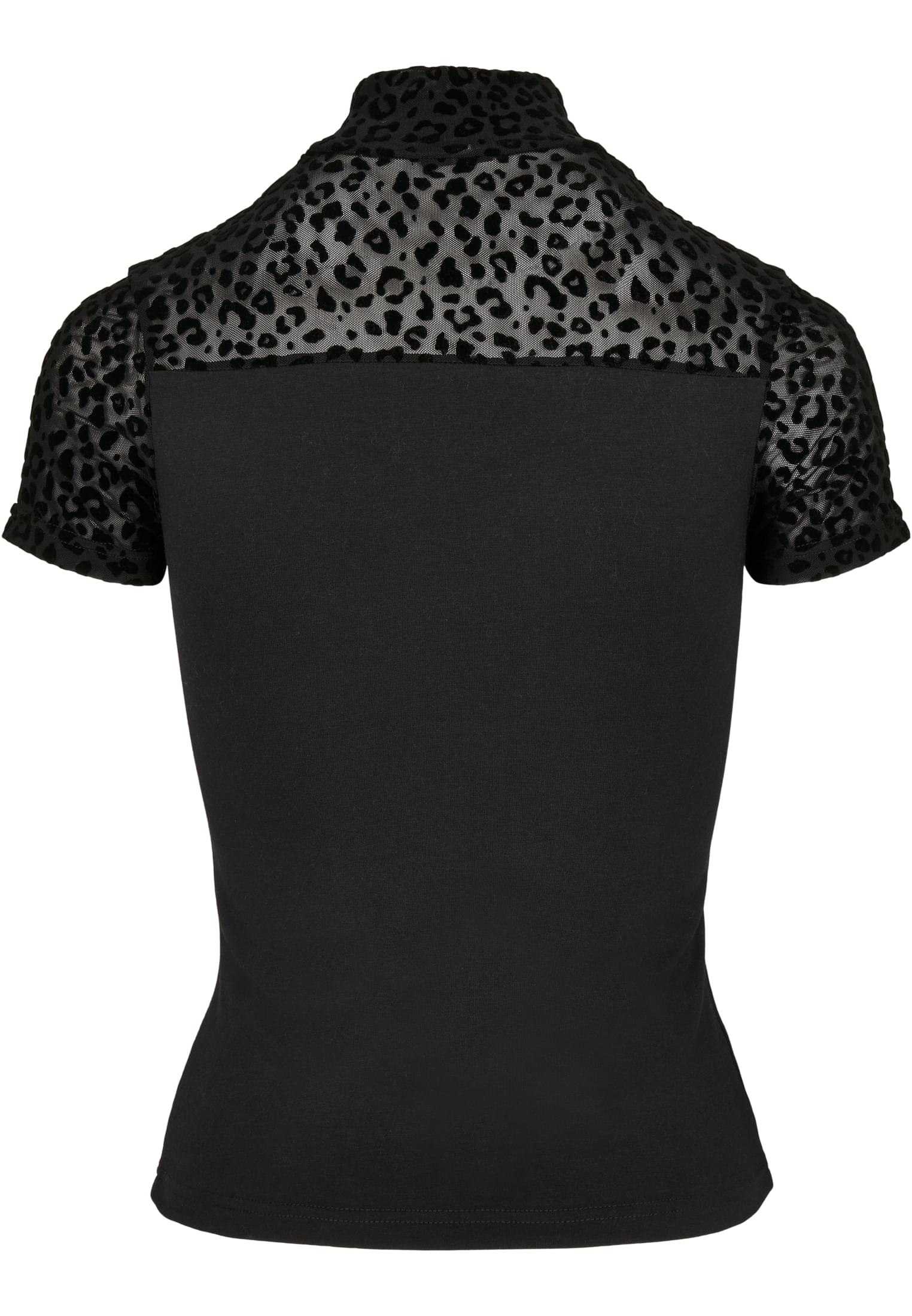 Ladies Flock Lace Turtleneck Tee | black