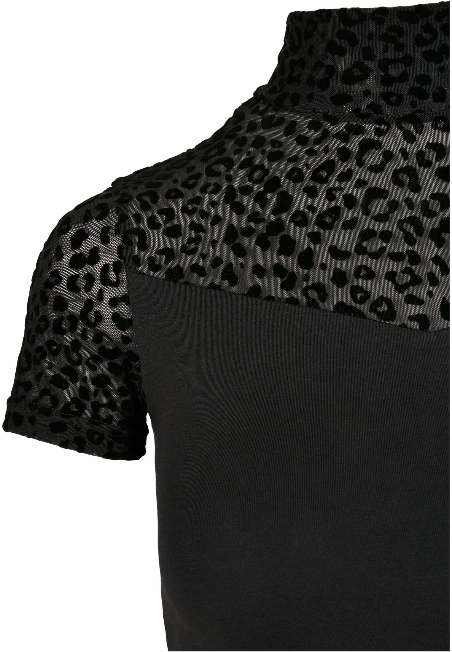 Ladies Flock Lace Turtleneck Tee | black