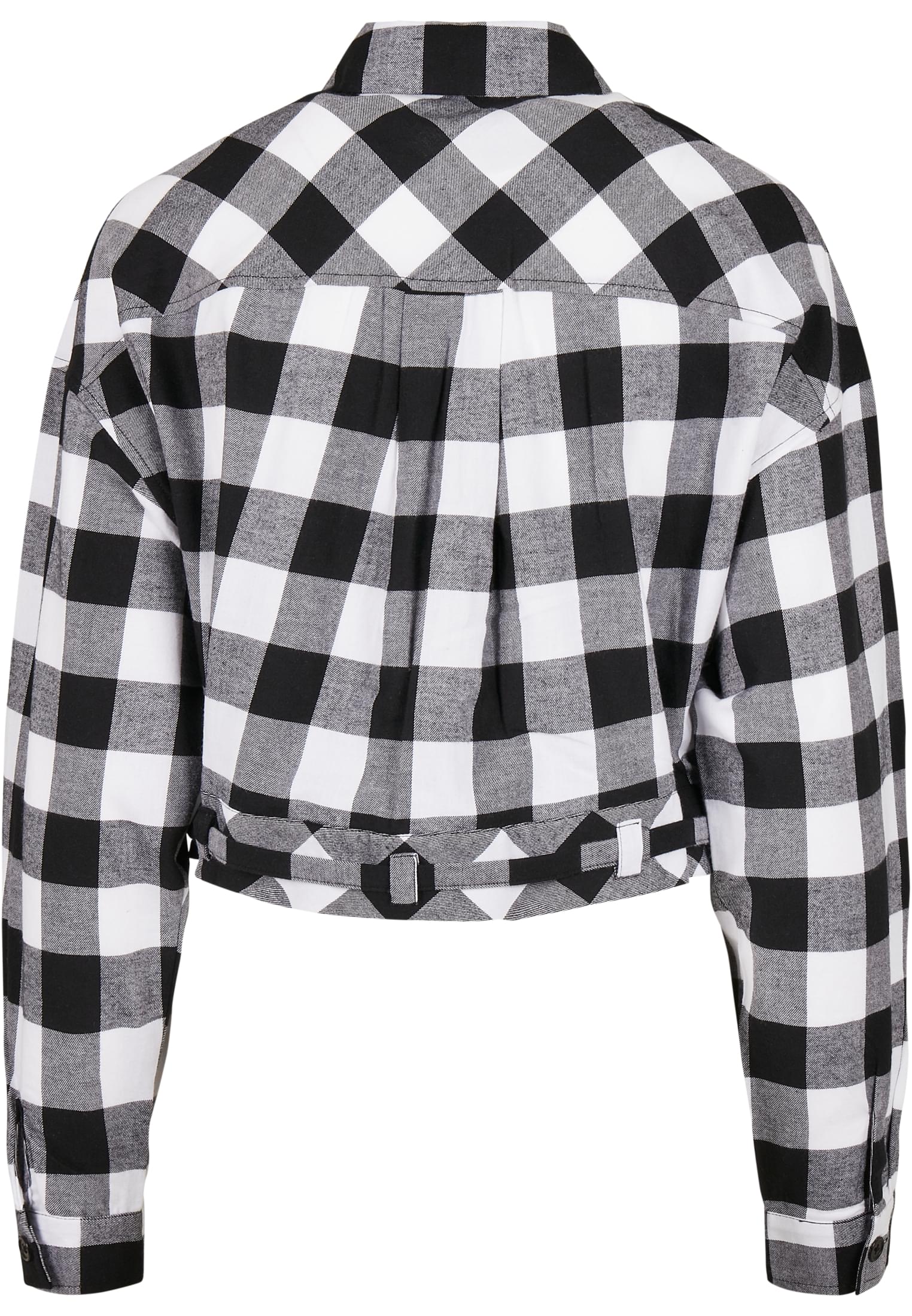 Ladies Short Oversized Check Shirt | black/white