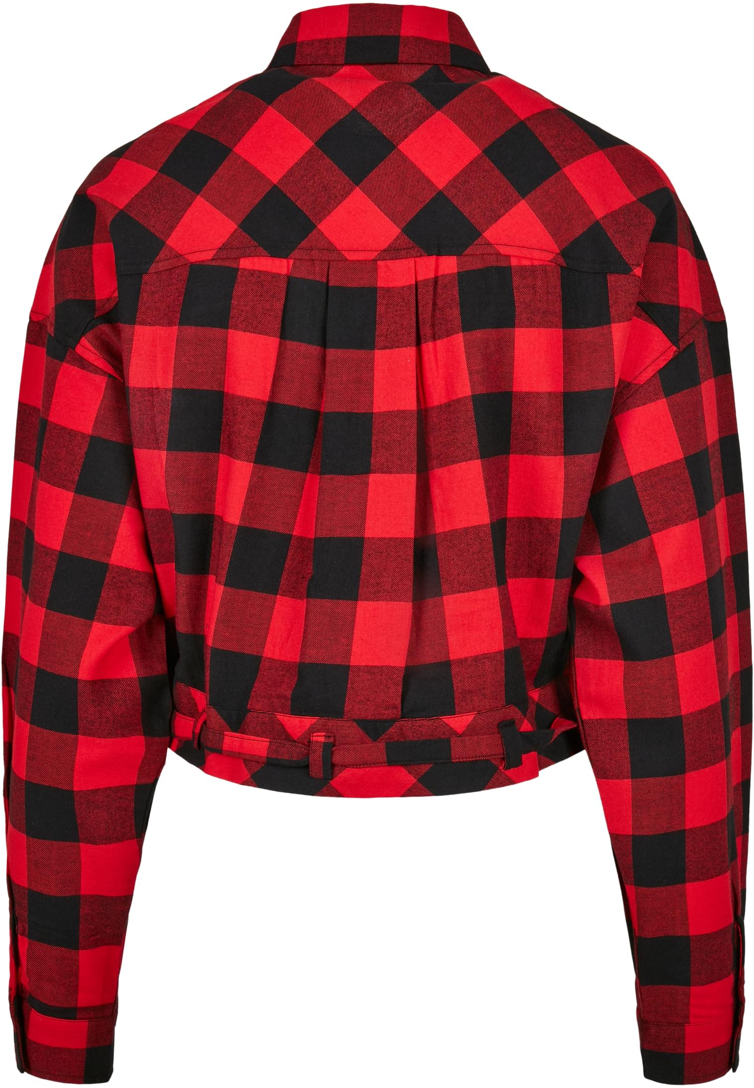 Ladies Short Oversized Check Shirt | black/red