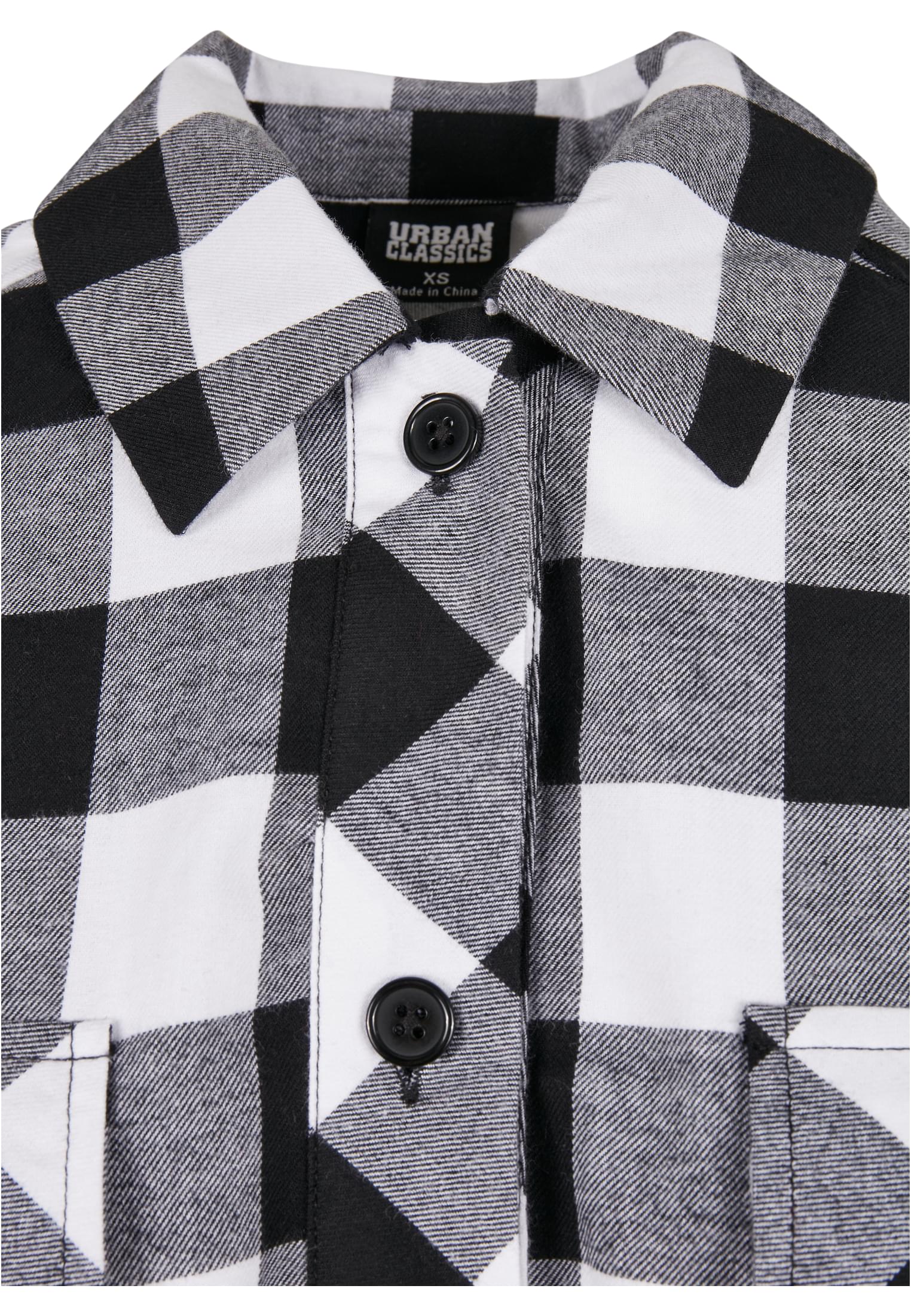 Ladies Short Oversized Check Shirt | black/white