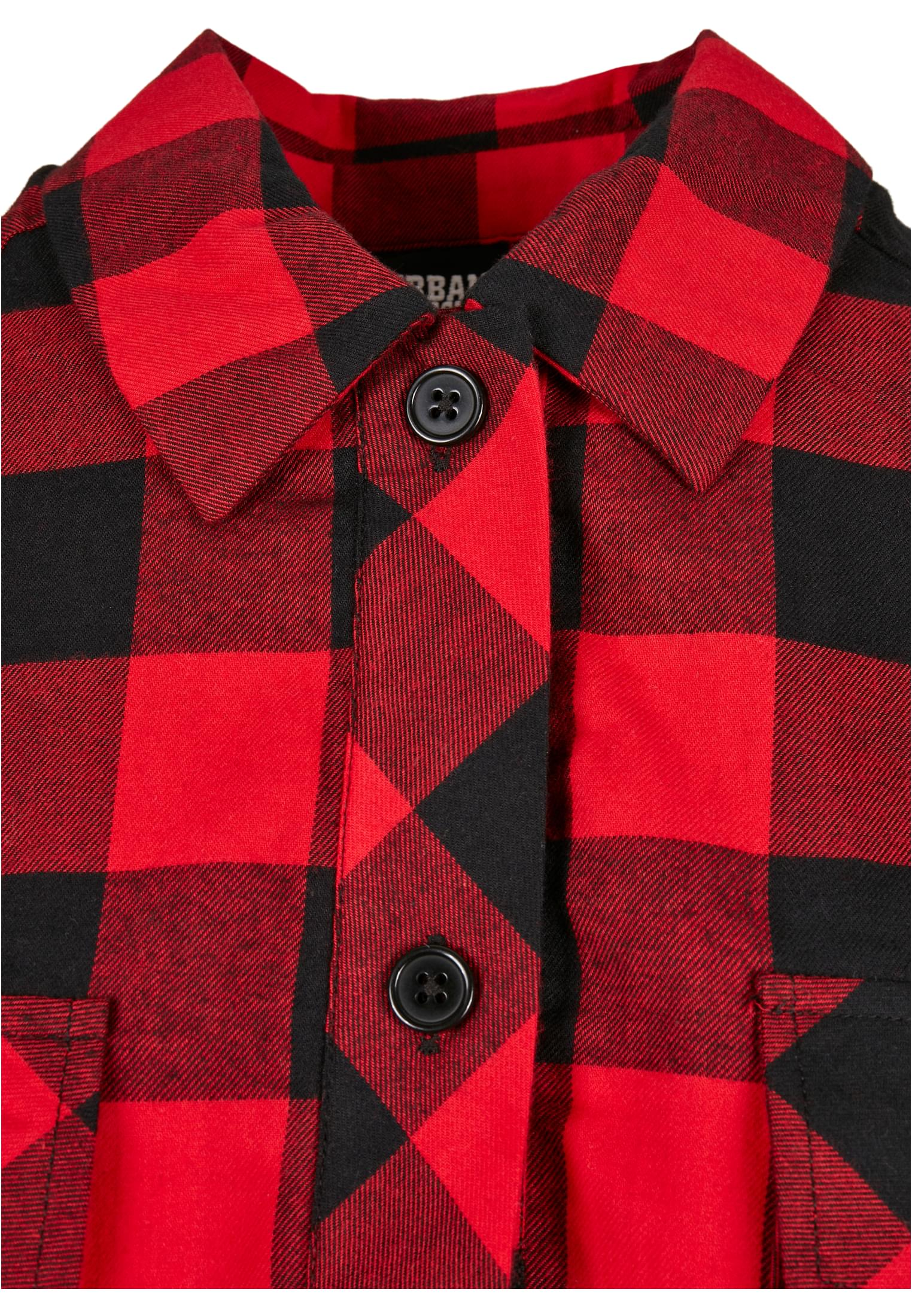 Ladies Short Oversized Check Shirt | black/red