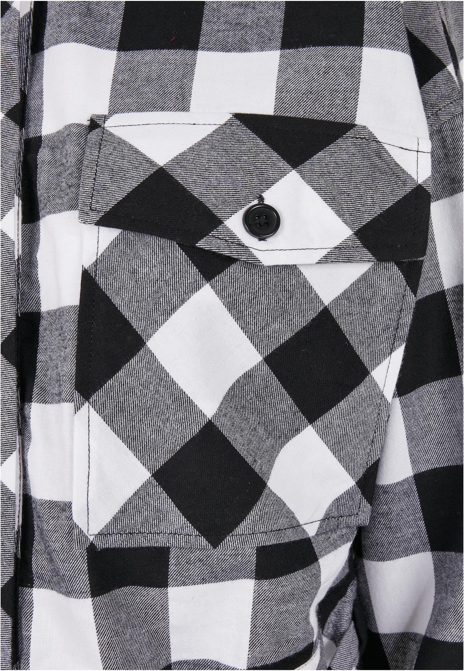 Ladies Short Oversized Check Shirt | black/white