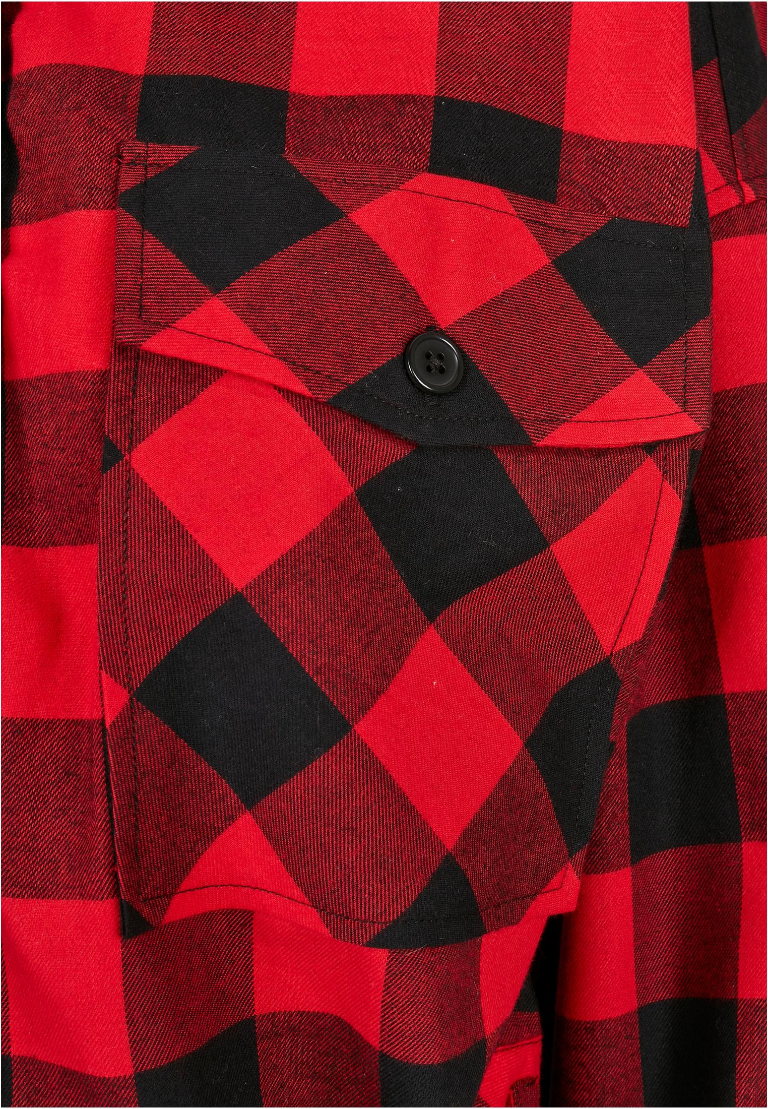 Ladies Short Oversized Check Shirt | black/red