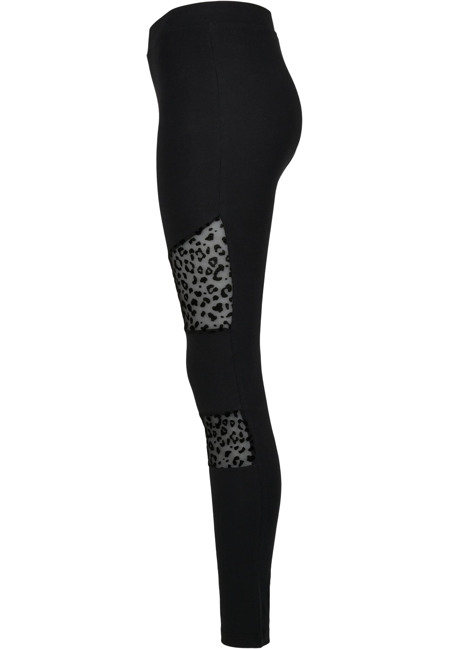 Ladies Flock Lace Inset Leggings | black