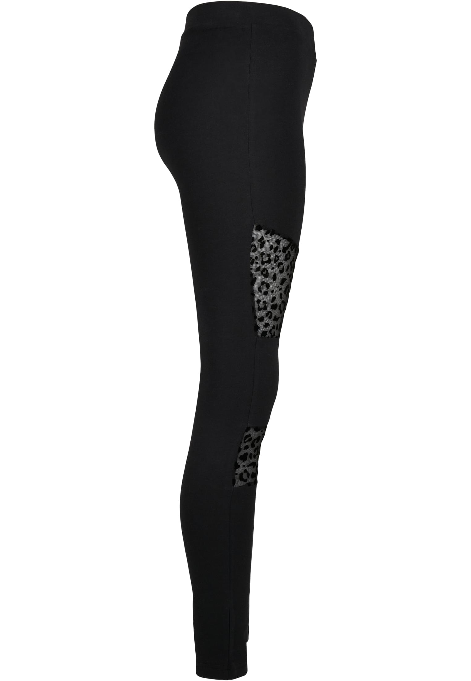 Ladies Flock Lace Inset Leggings | black