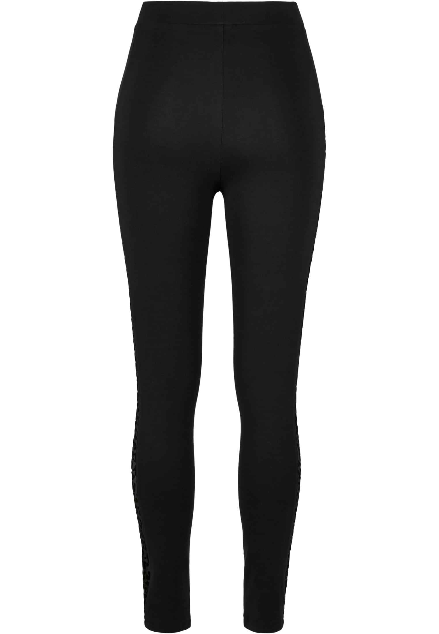 Ladies Flock Lace Stripe Leggings | black