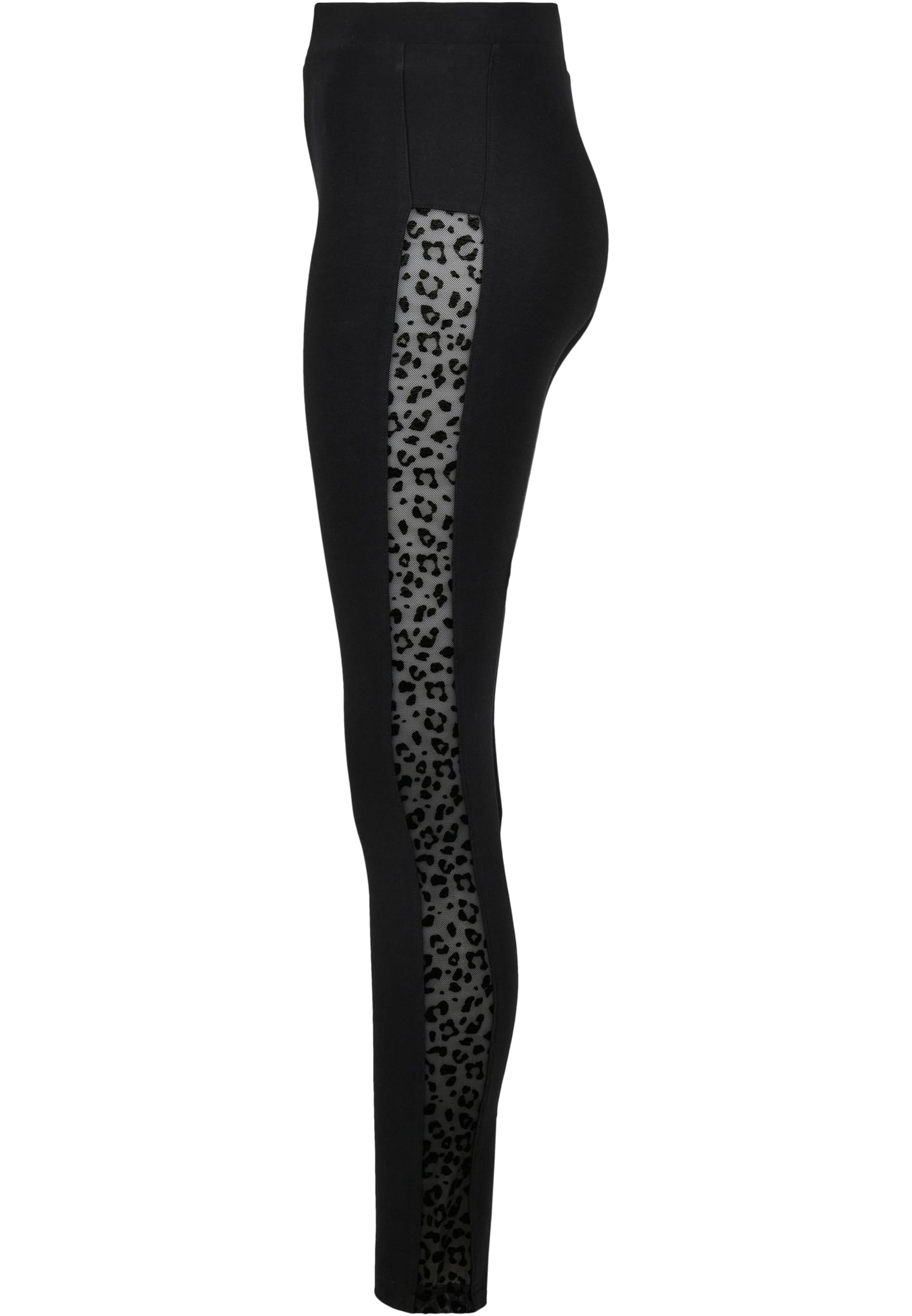 Ladies Flock Lace Stripe Leggings | black