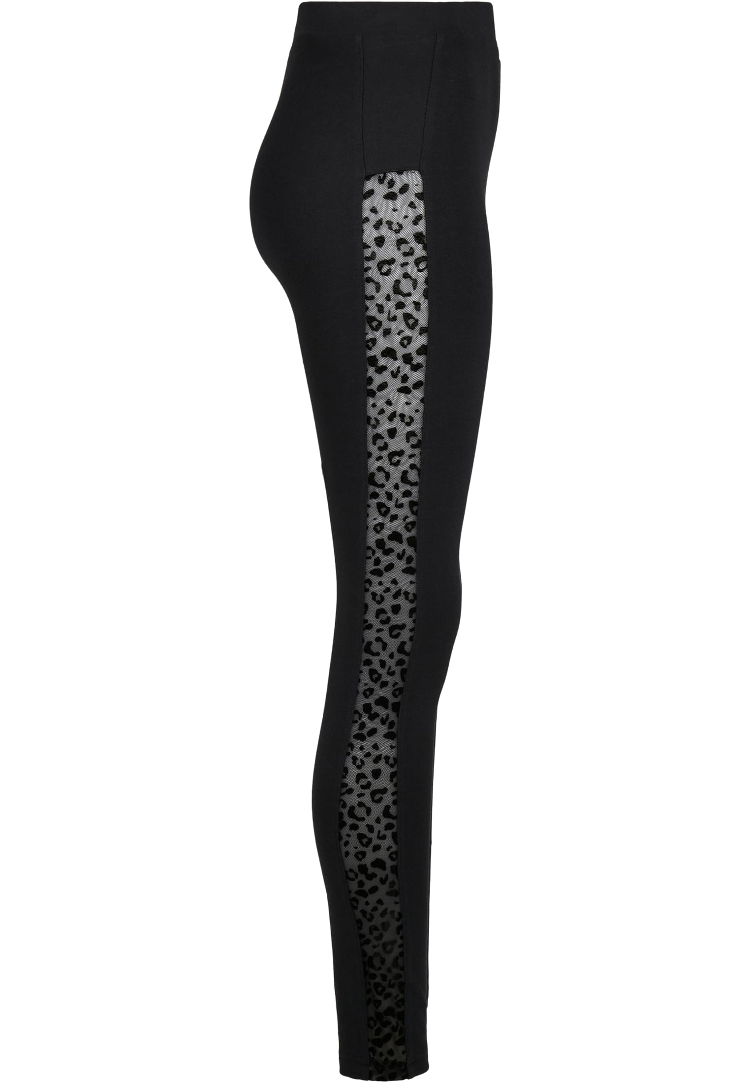 Ladies Flock Lace Stripe Leggings | black