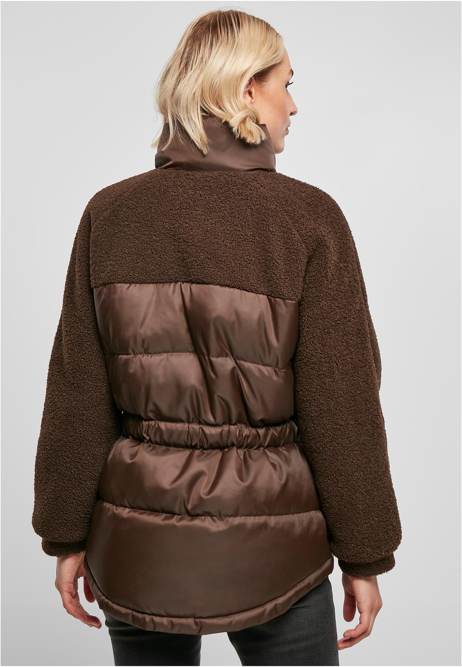 Ladies Sherpa Mix Puffer Jacket | brown