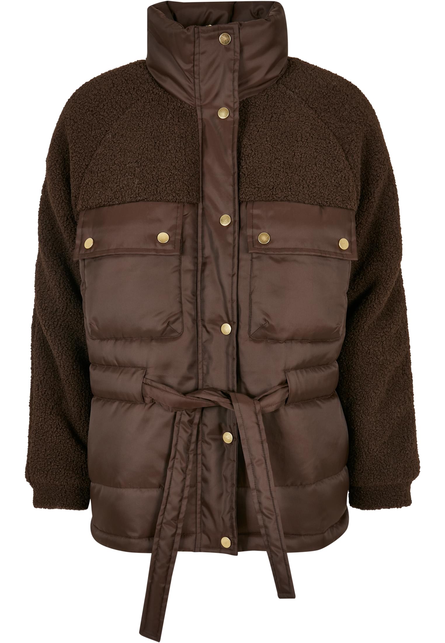 Ladies Sherpa Mix Puffer Jacket | brown