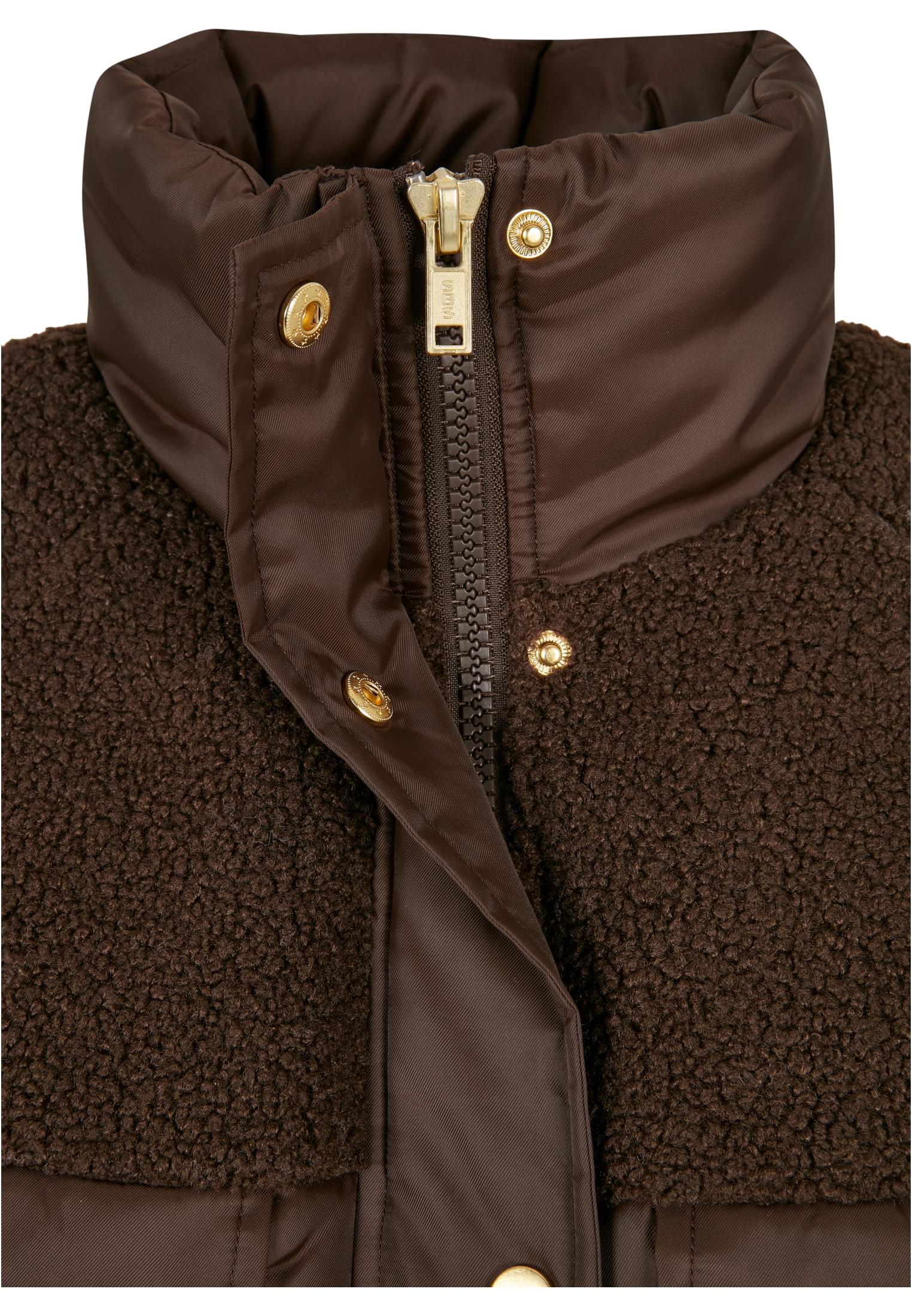 Ladies Sherpa Mix Puffer Jacket | brown