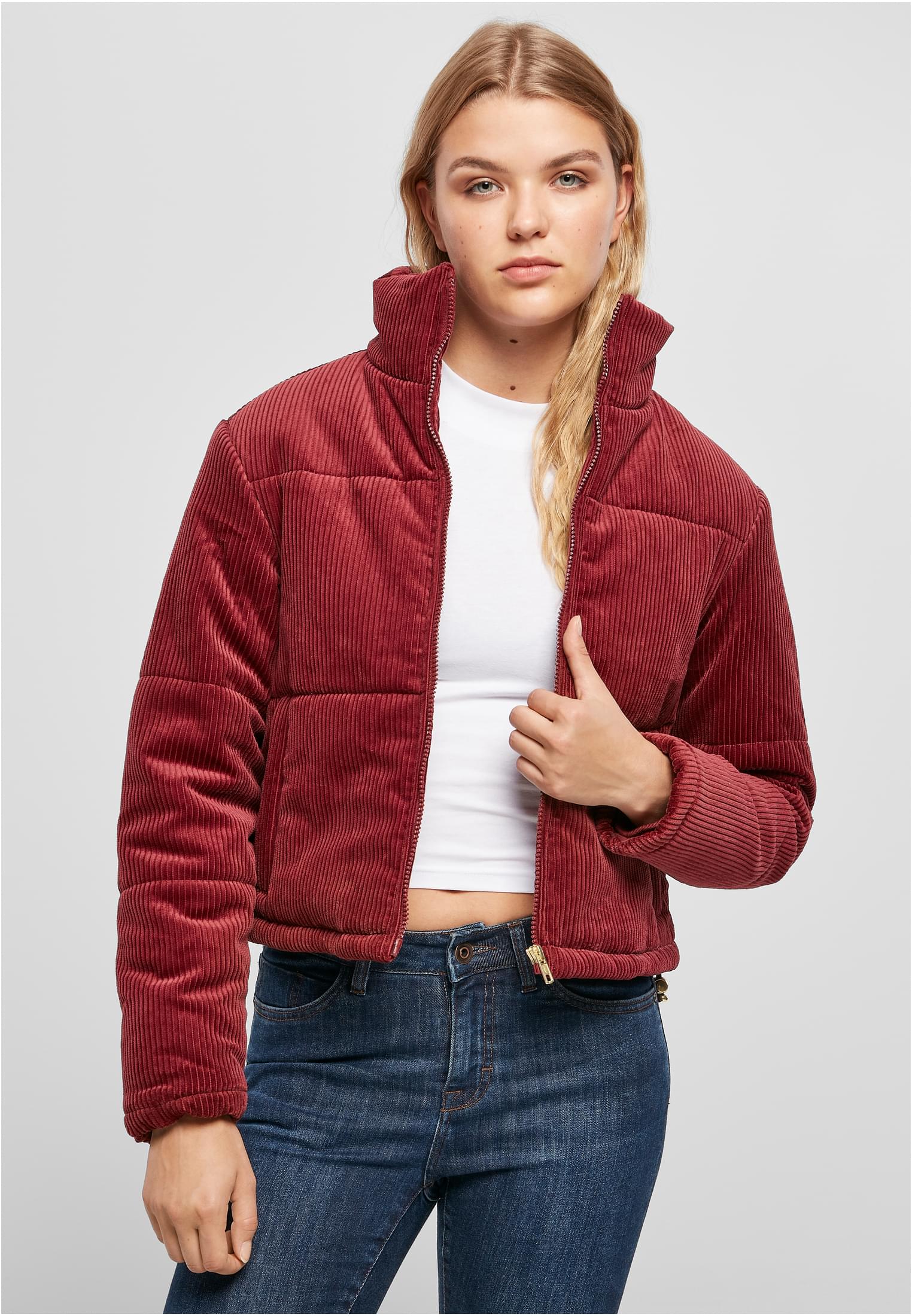 Ladies Corduroy Puffer Jacket | burgundy