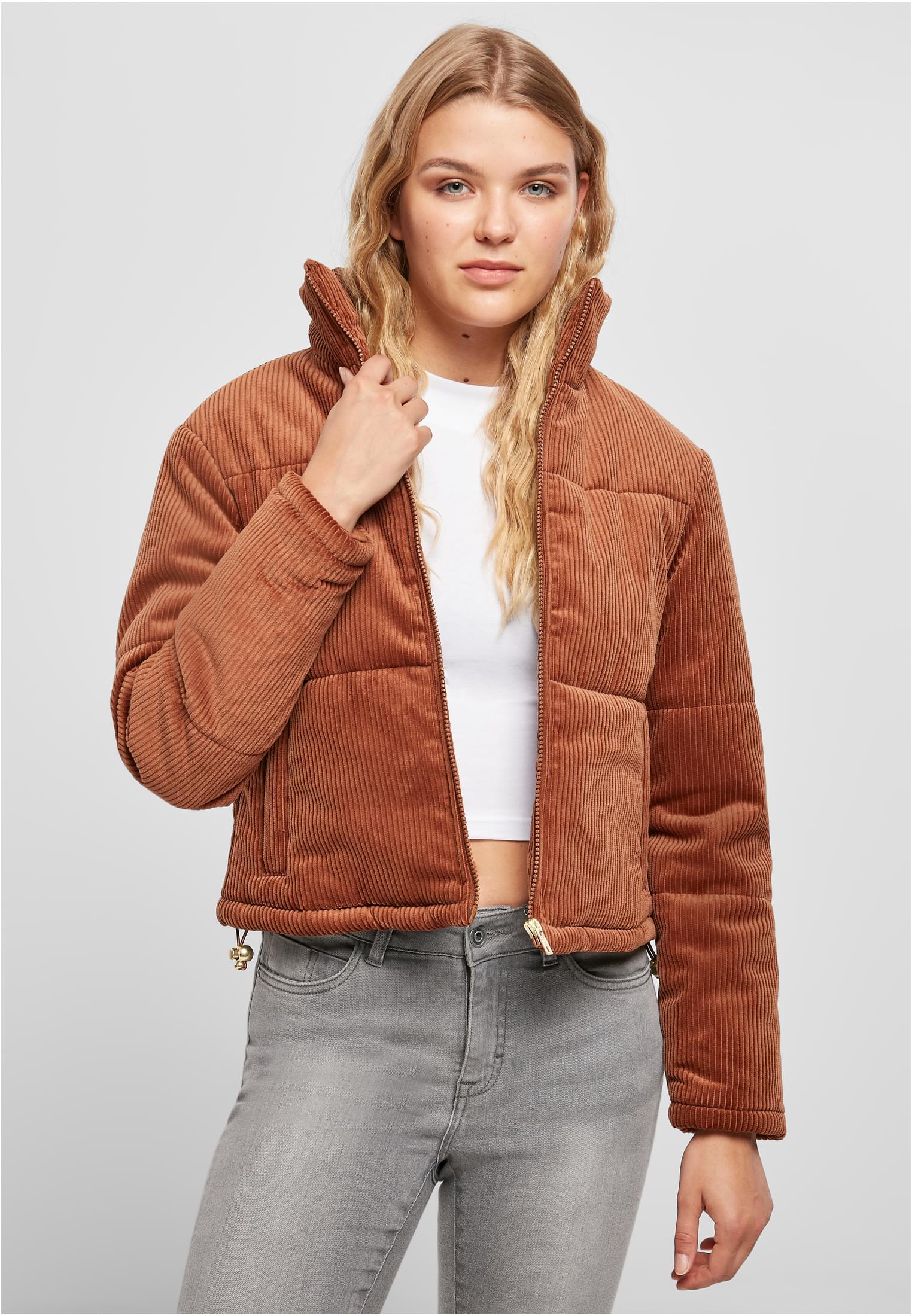 Ladies Corduroy Puffer Jacket | toffee