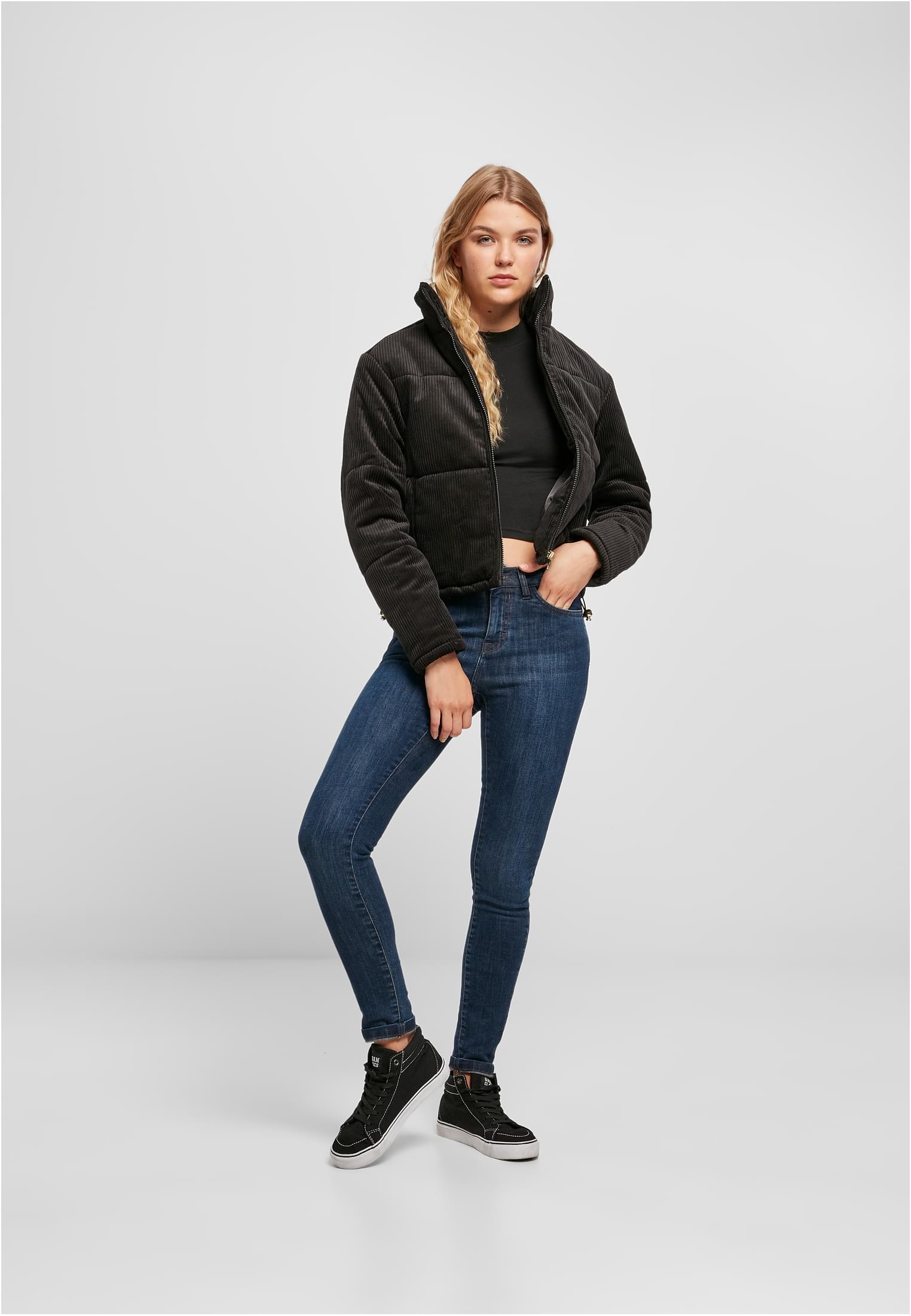 Ladies Corduroy Puffer Jacket | black