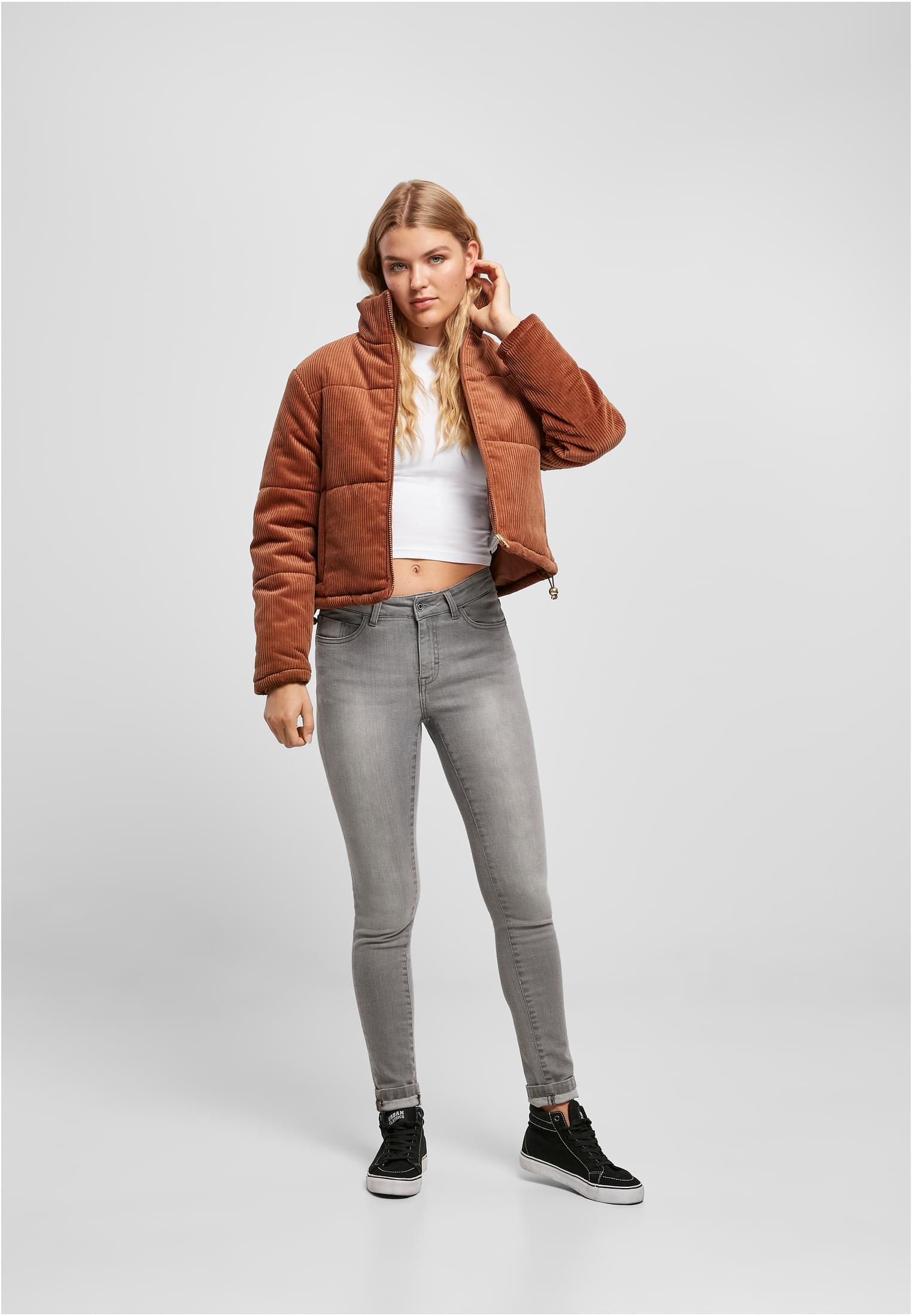 Ladies Corduroy Puffer Jacket | toffee