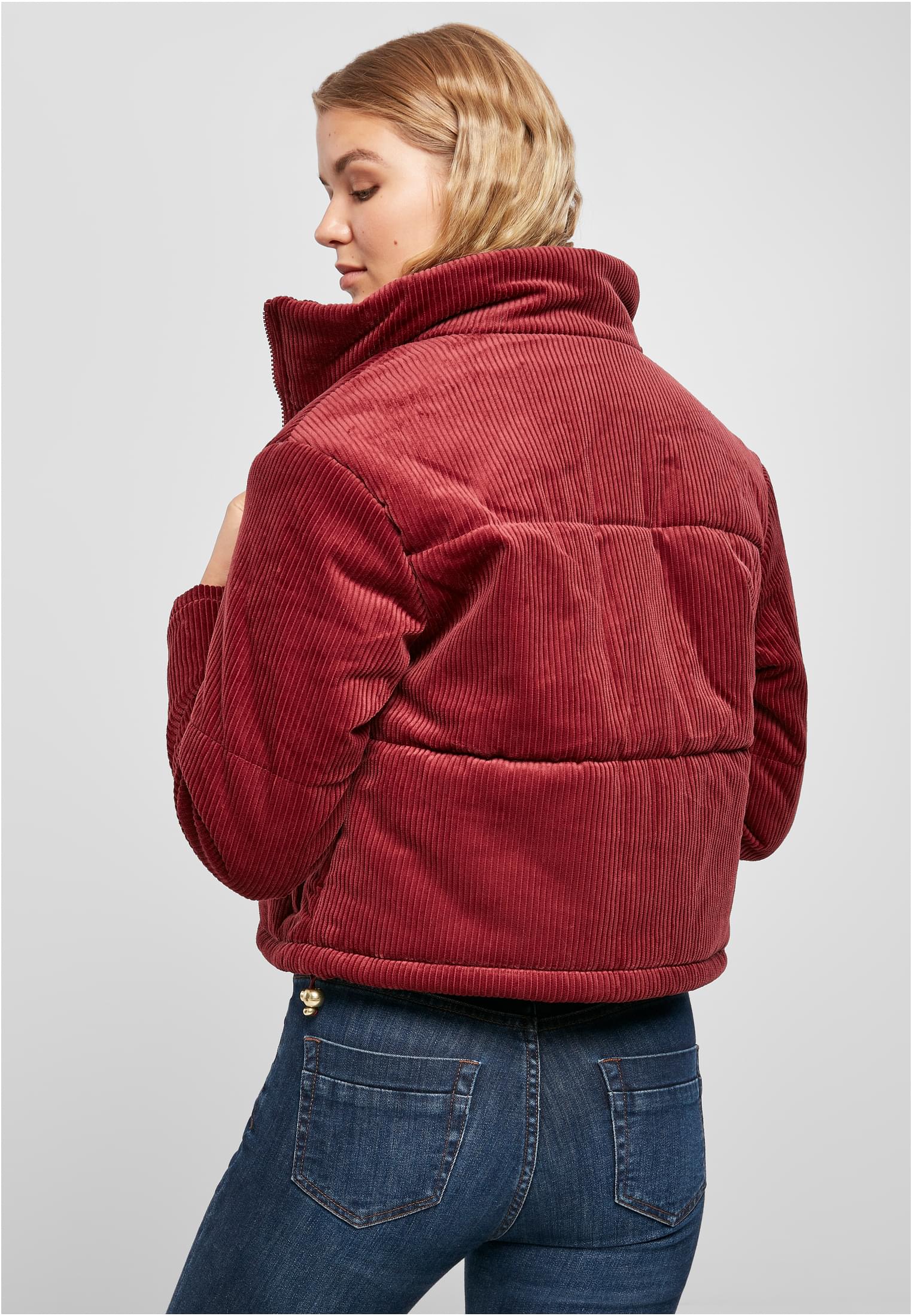 Ladies Corduroy Puffer Jacket | burgundy