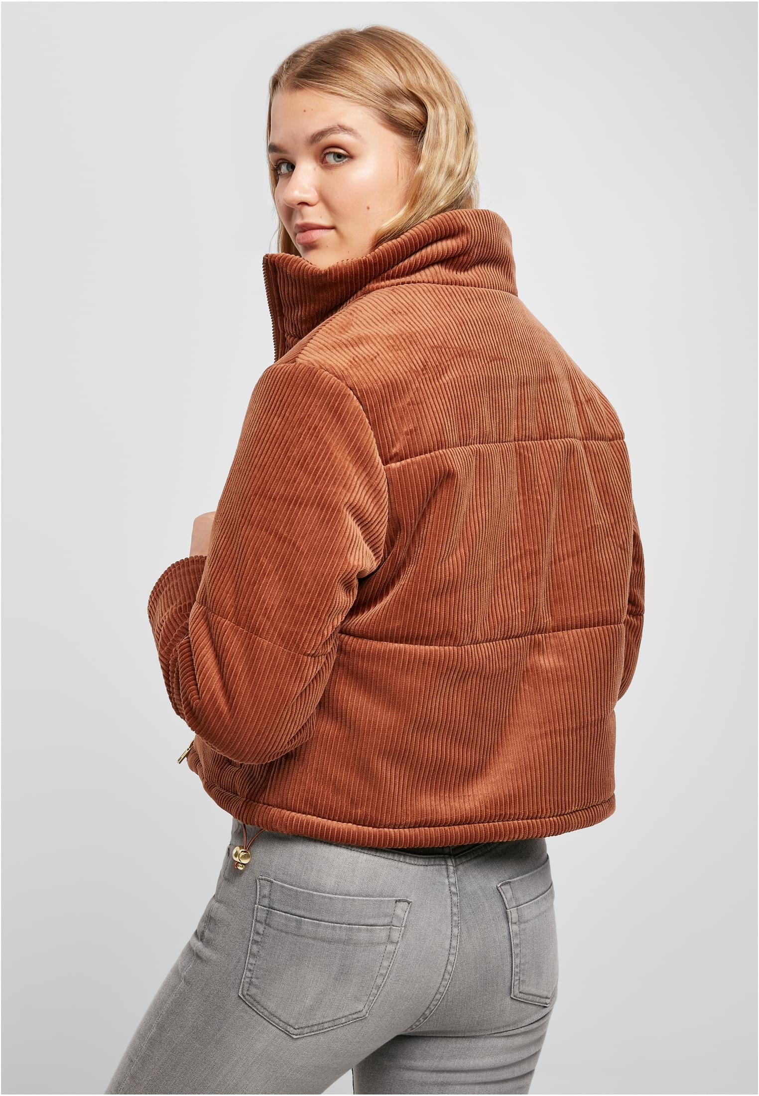 Ladies Corduroy Puffer Jacket | toffee